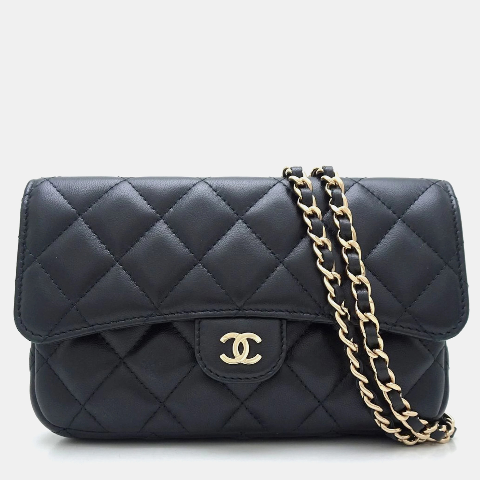 

Chanel Lambskin Black Flap Phone Case Shoulder Bag