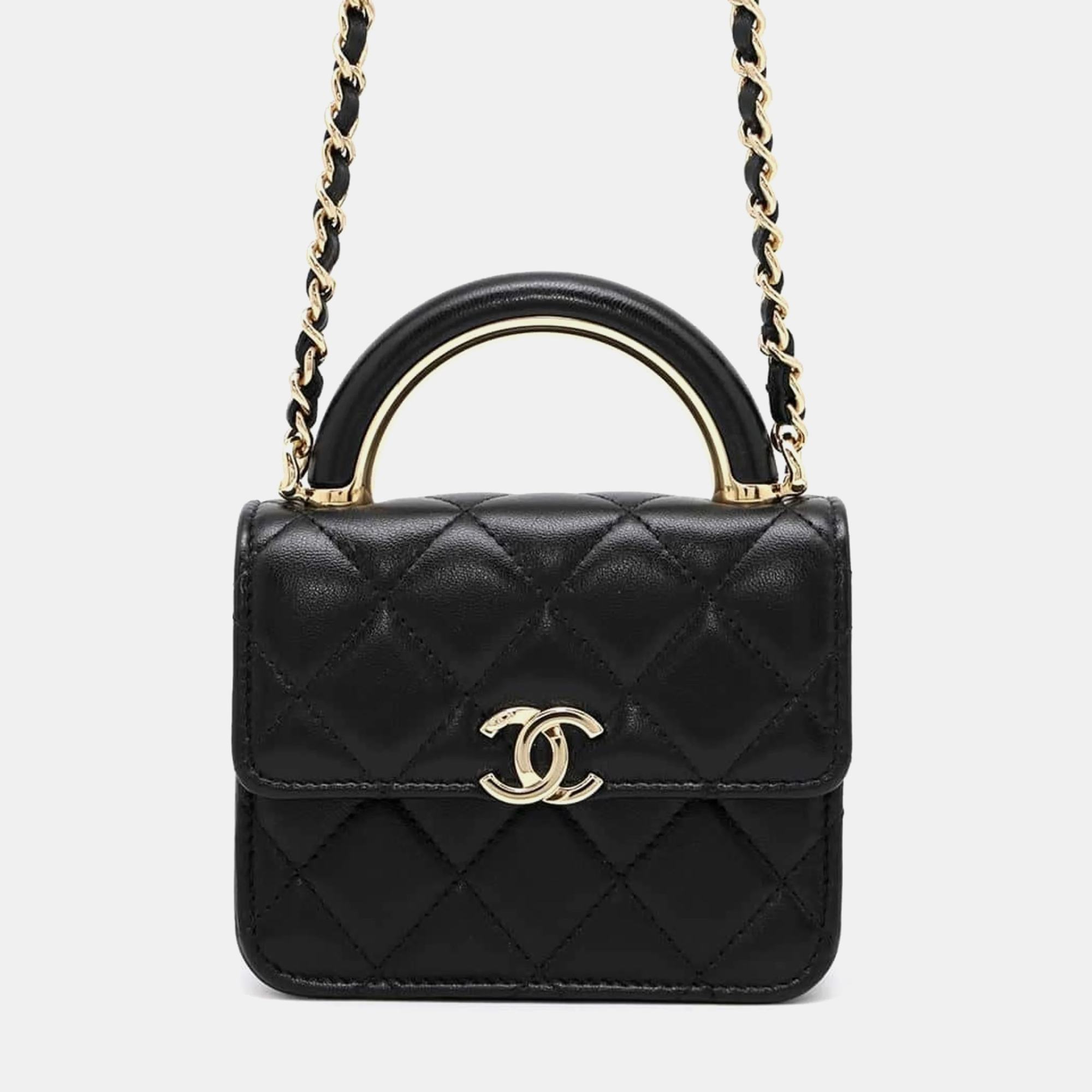 

Chanel Black Coco Mark Matelasse Lambskin Chain Shoulder Bag