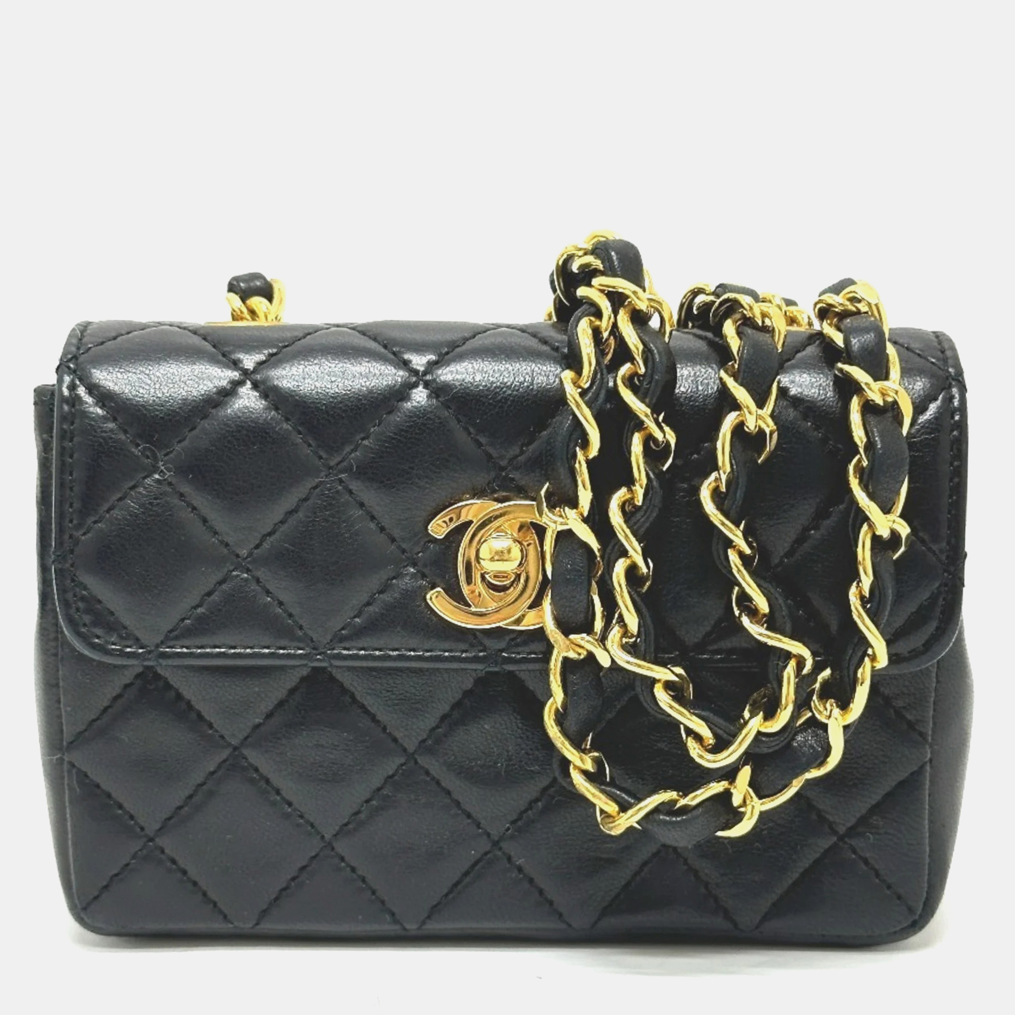 

Chanel Lambskin Black Matelasse Chain Shoulder Bag