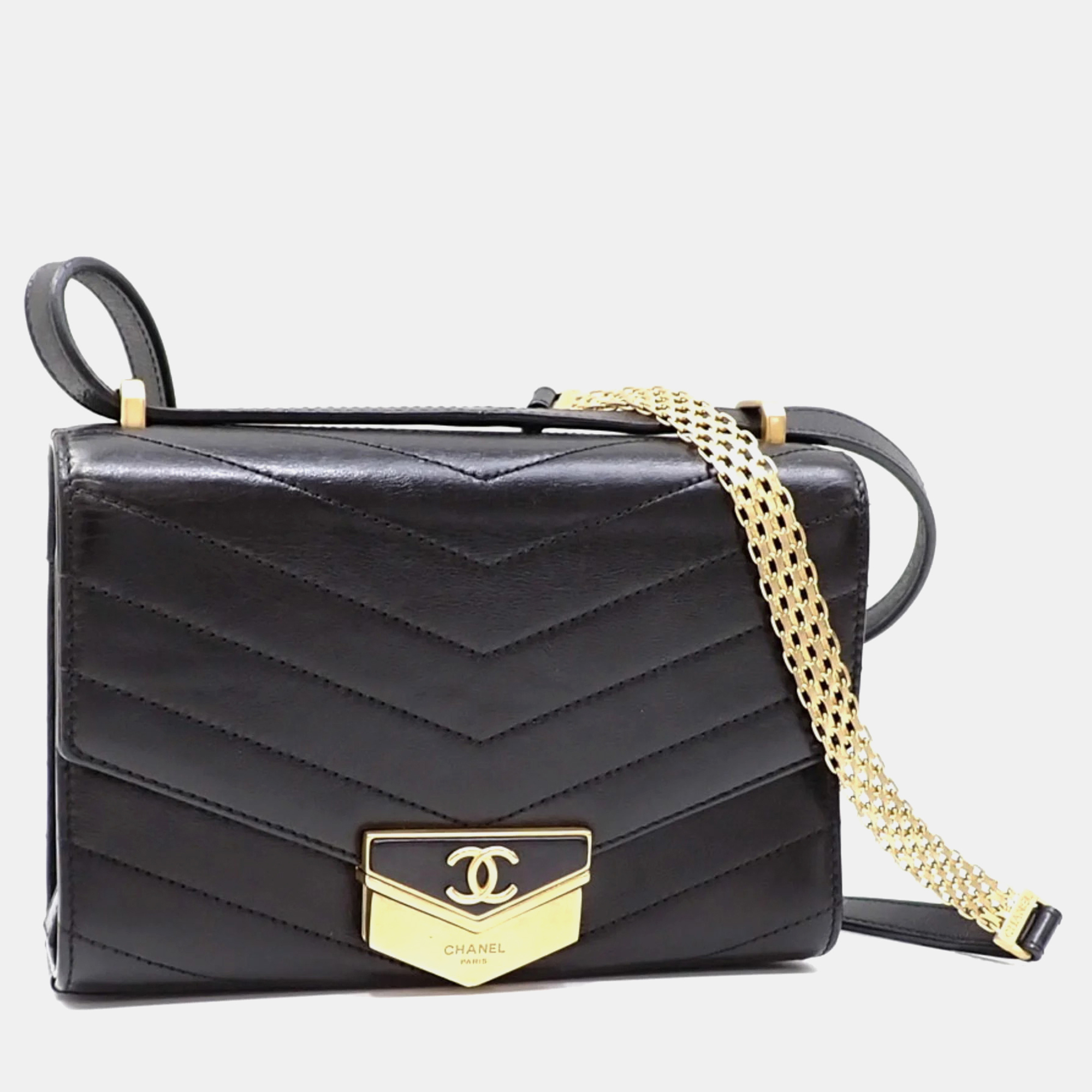 

Chanel Black Calfskin V Stitch Coco Mark Shoulder Bag