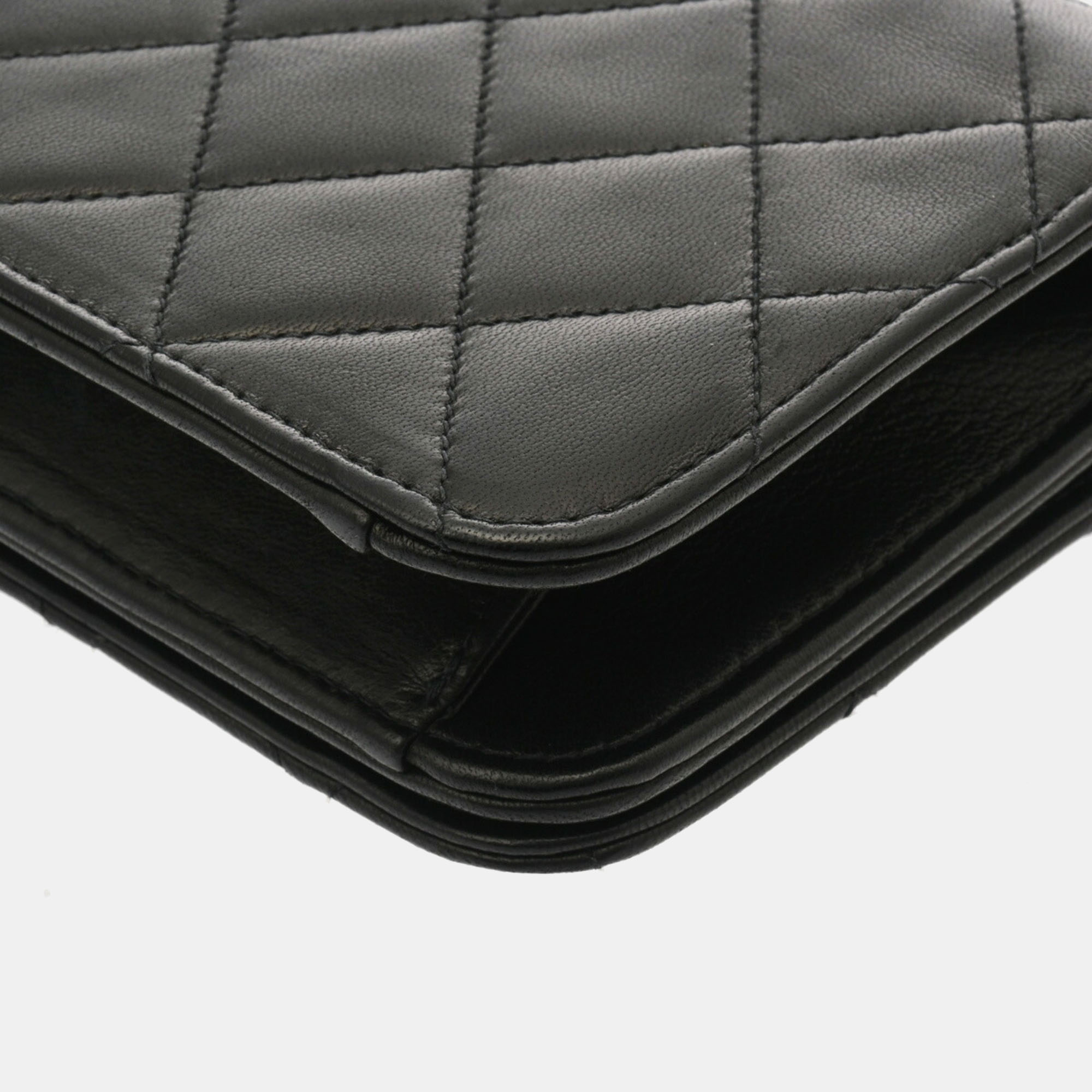 Chanel Black Lambskin Matelasse Chain Shoulder 19 Bag 