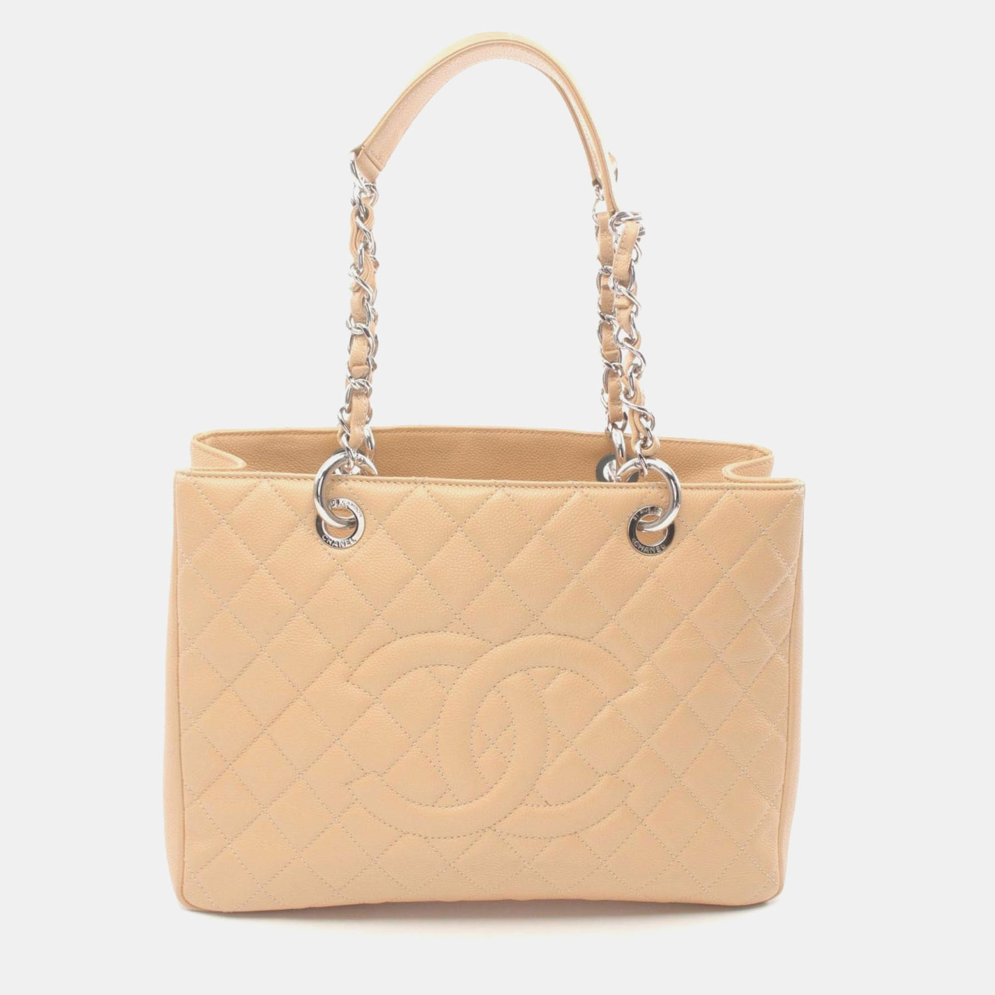 

Chanel Caviar Skin (Grained Calf) Beige Matelasse Grand GST Tote Bag