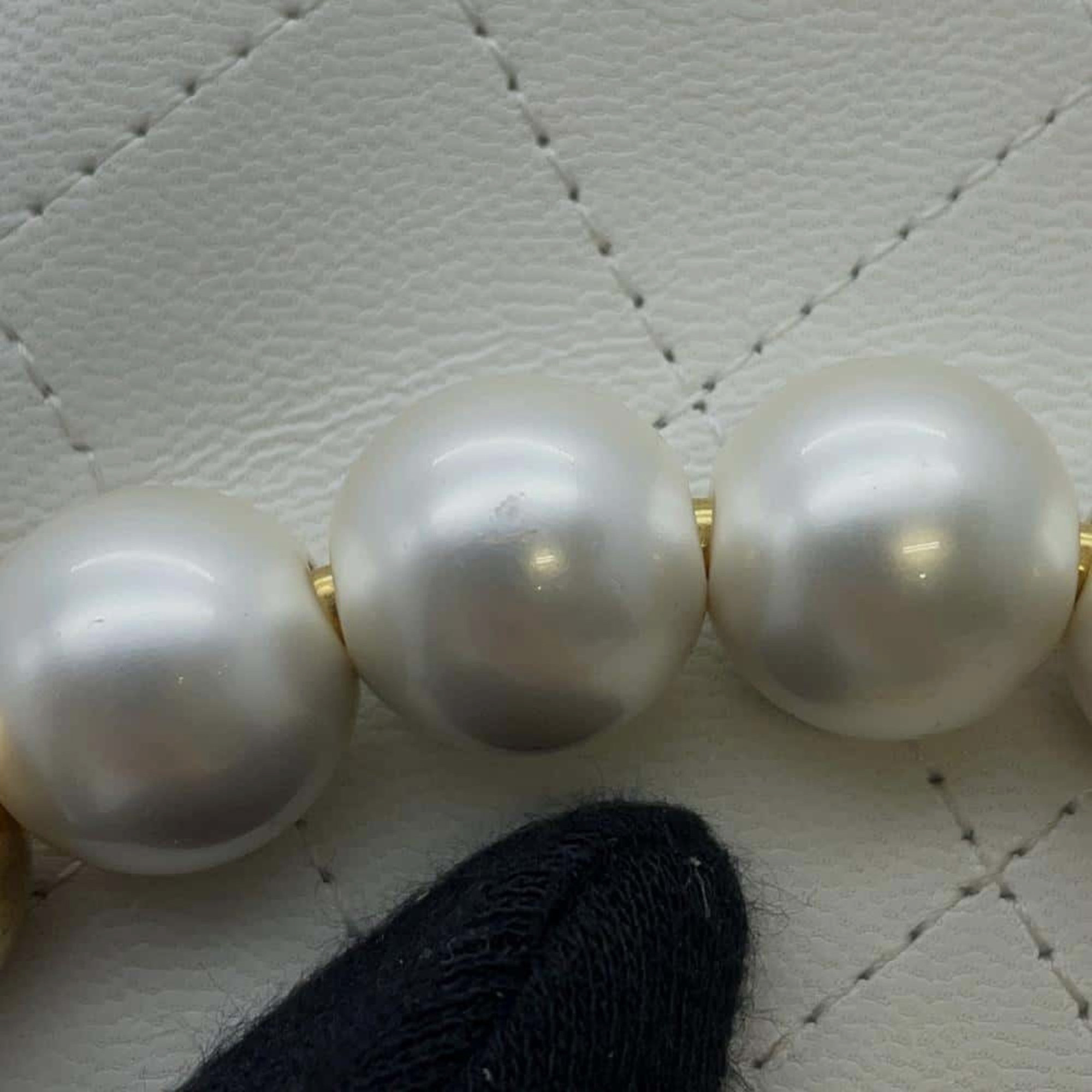 Chanel Lambskin White Coco Mark Matelasse Round Chain Shoulder Bag 