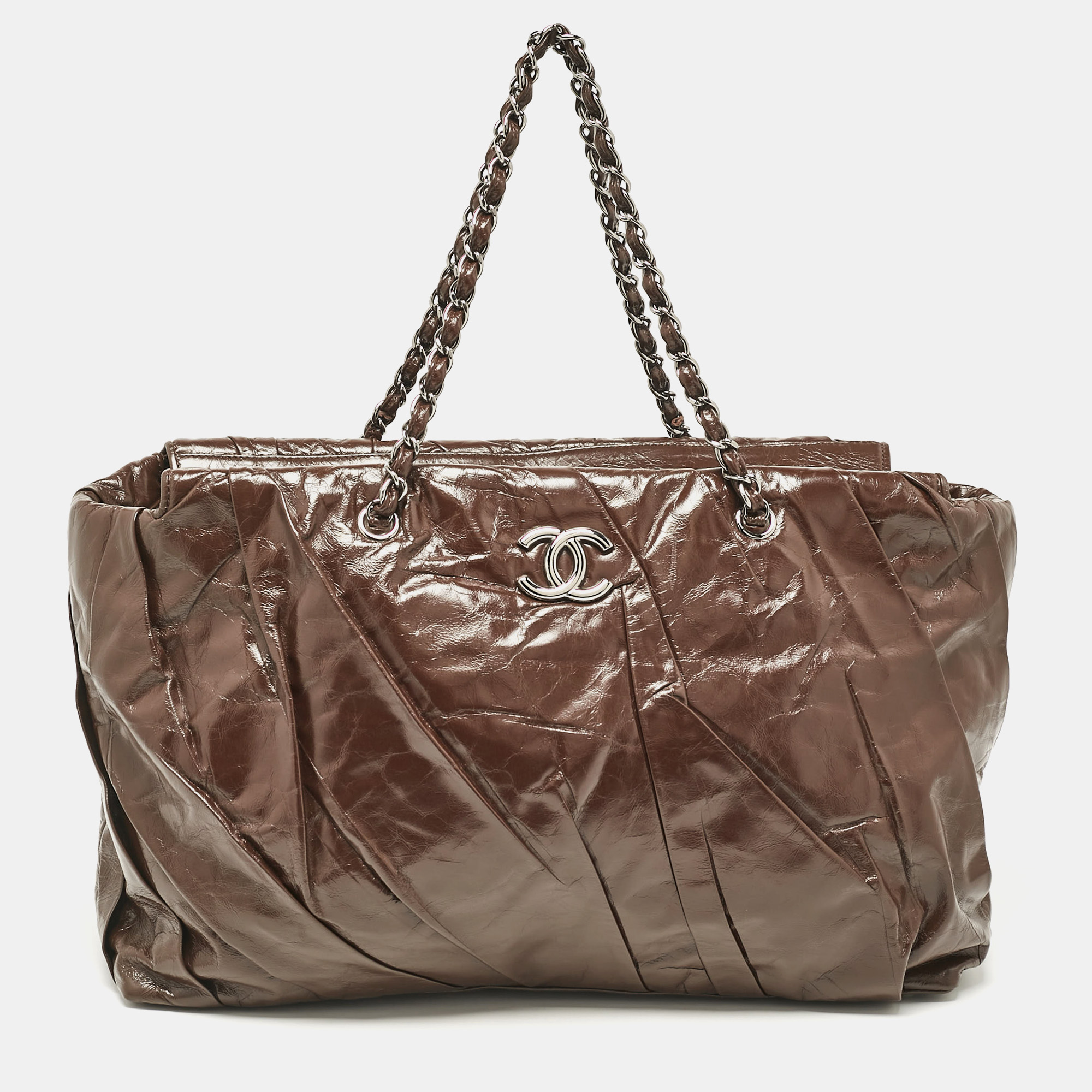 

Chanel Choco Brown Twisted Glazed Leather Large Classic Tote