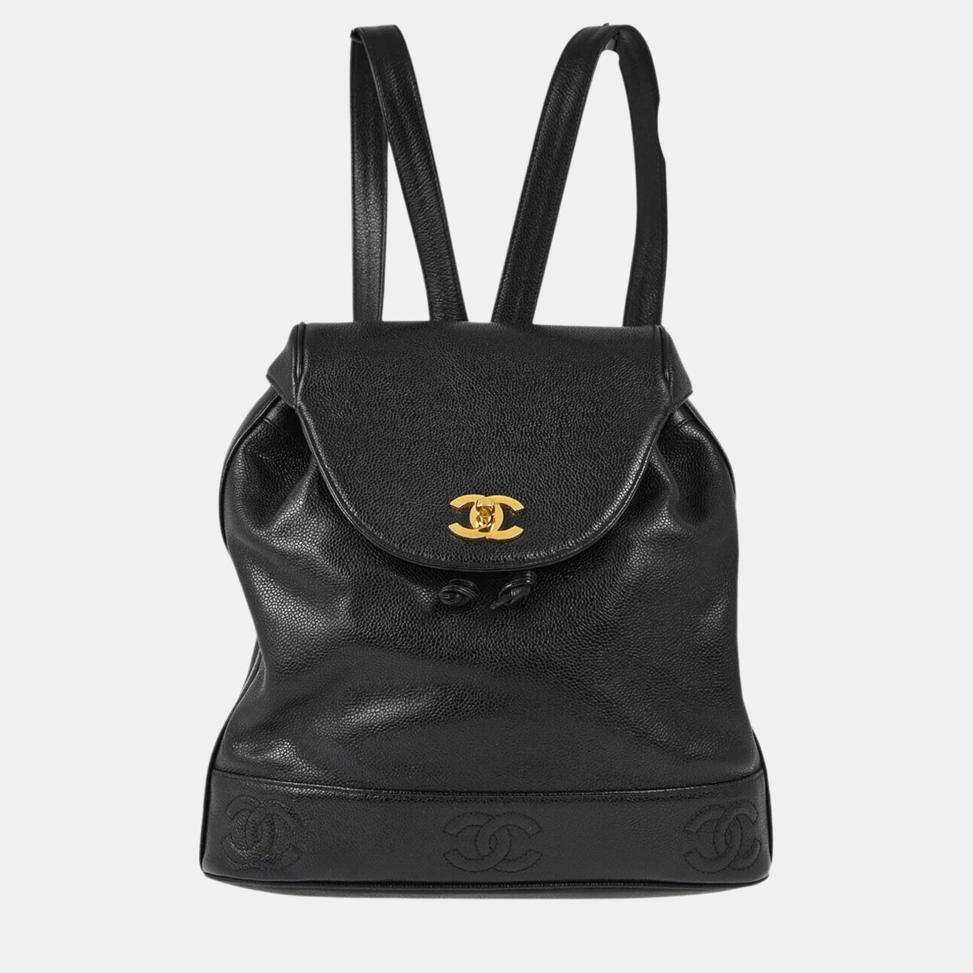 

Chanel Black Calfskin Triple CC Backpack