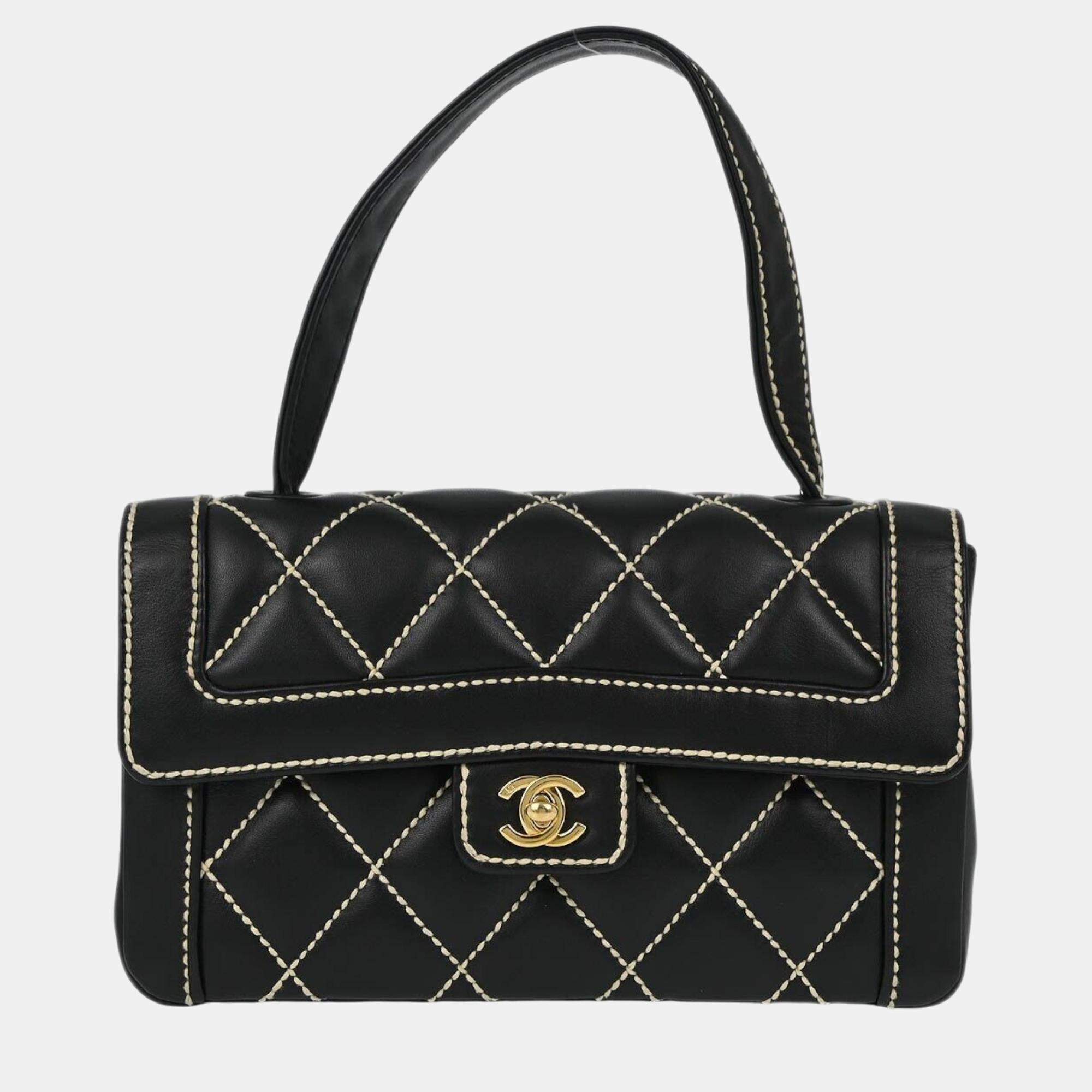 

Chanel Black Calfskin Wild Stitch Handbag