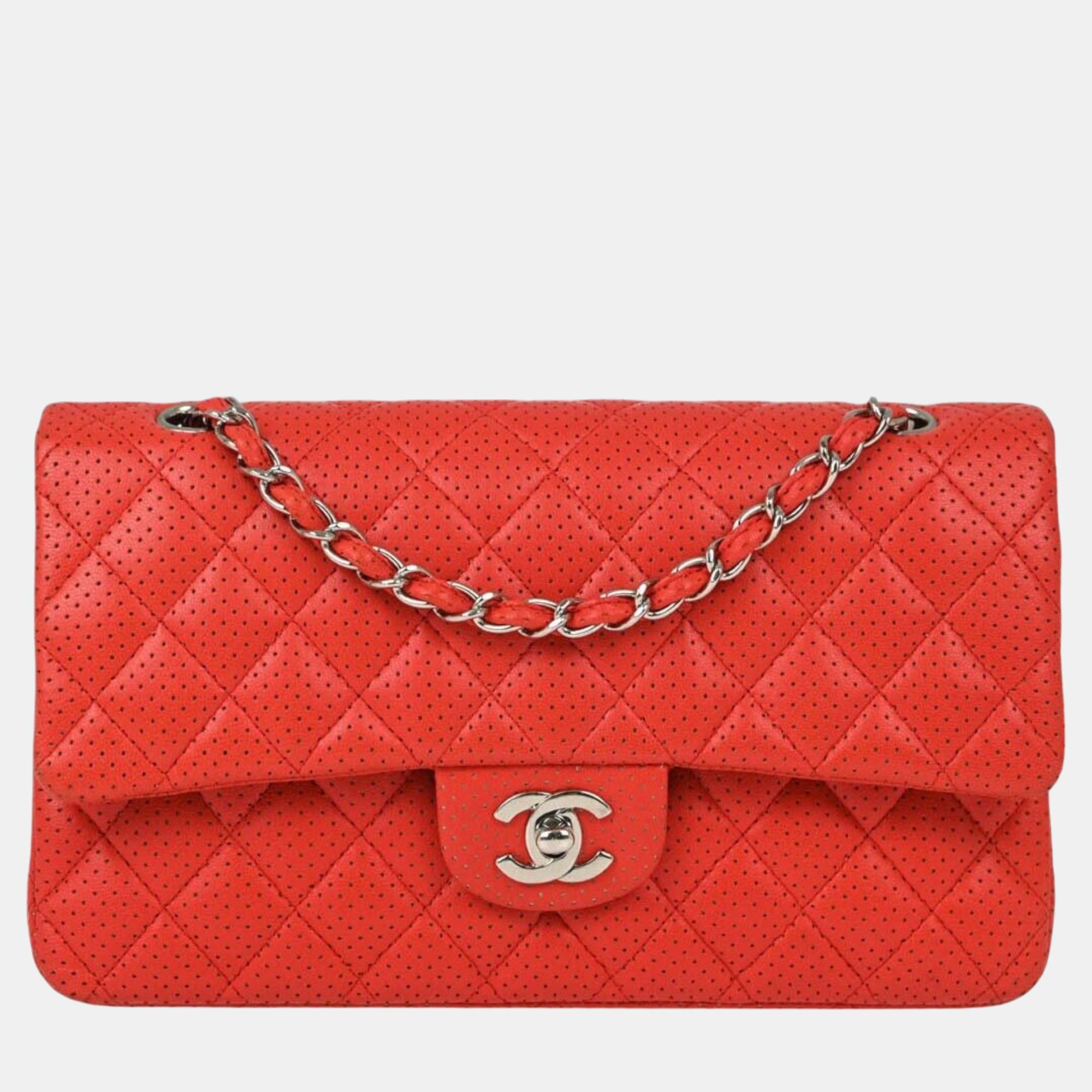 

Chanel Red Perforated Lambskin Medium Classic Double Flap Shoulder Bag