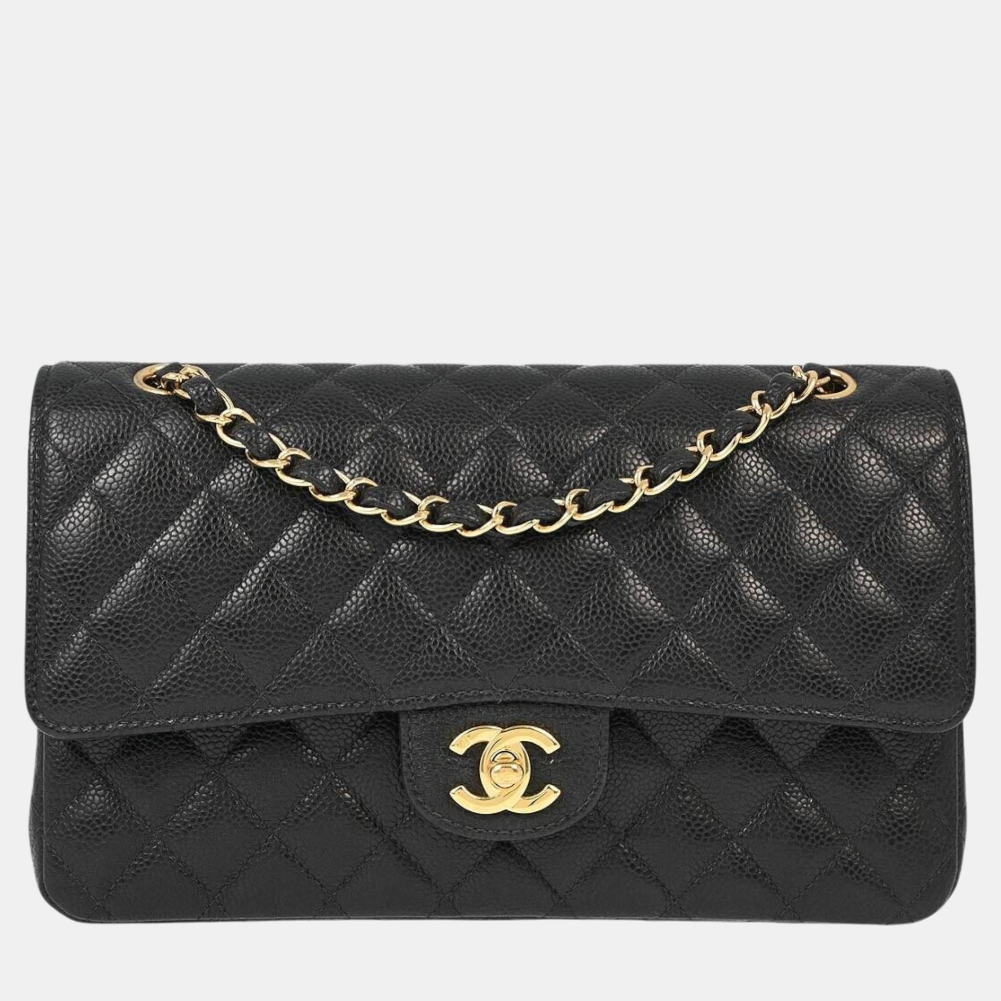 

Chanel Black Calfskin Medium Classic Double Flap Shoulder Bag