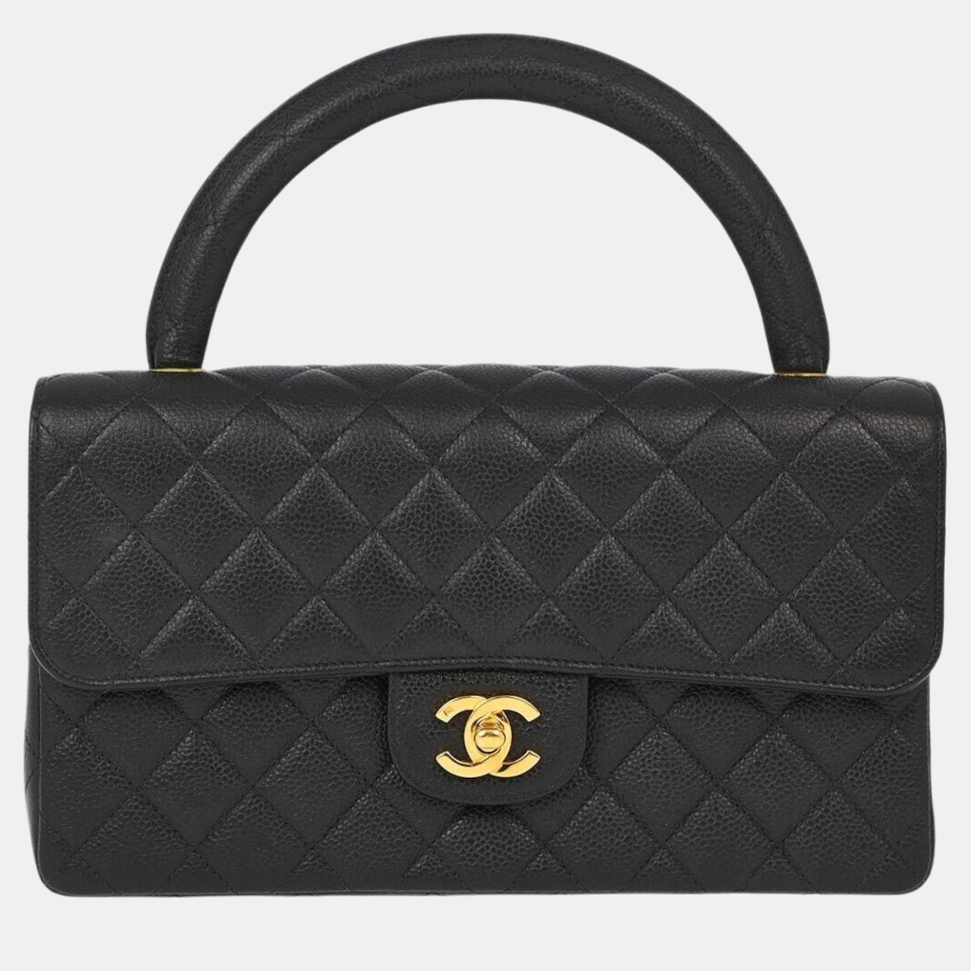 

Chanel Black Calfskin Top Handle Handbag