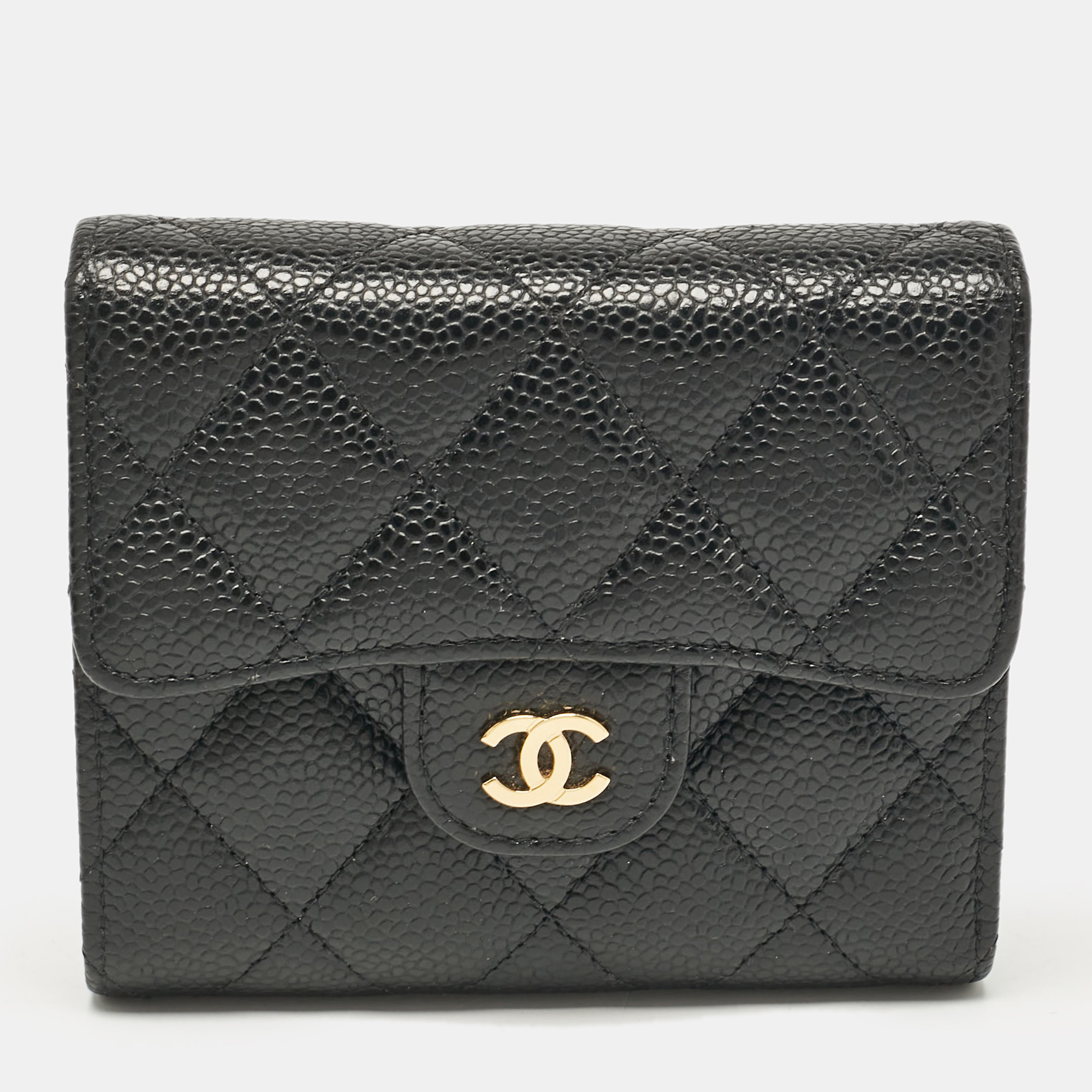 

Chanel Black Quilted Caviar Leather Classic Trifold Wallet