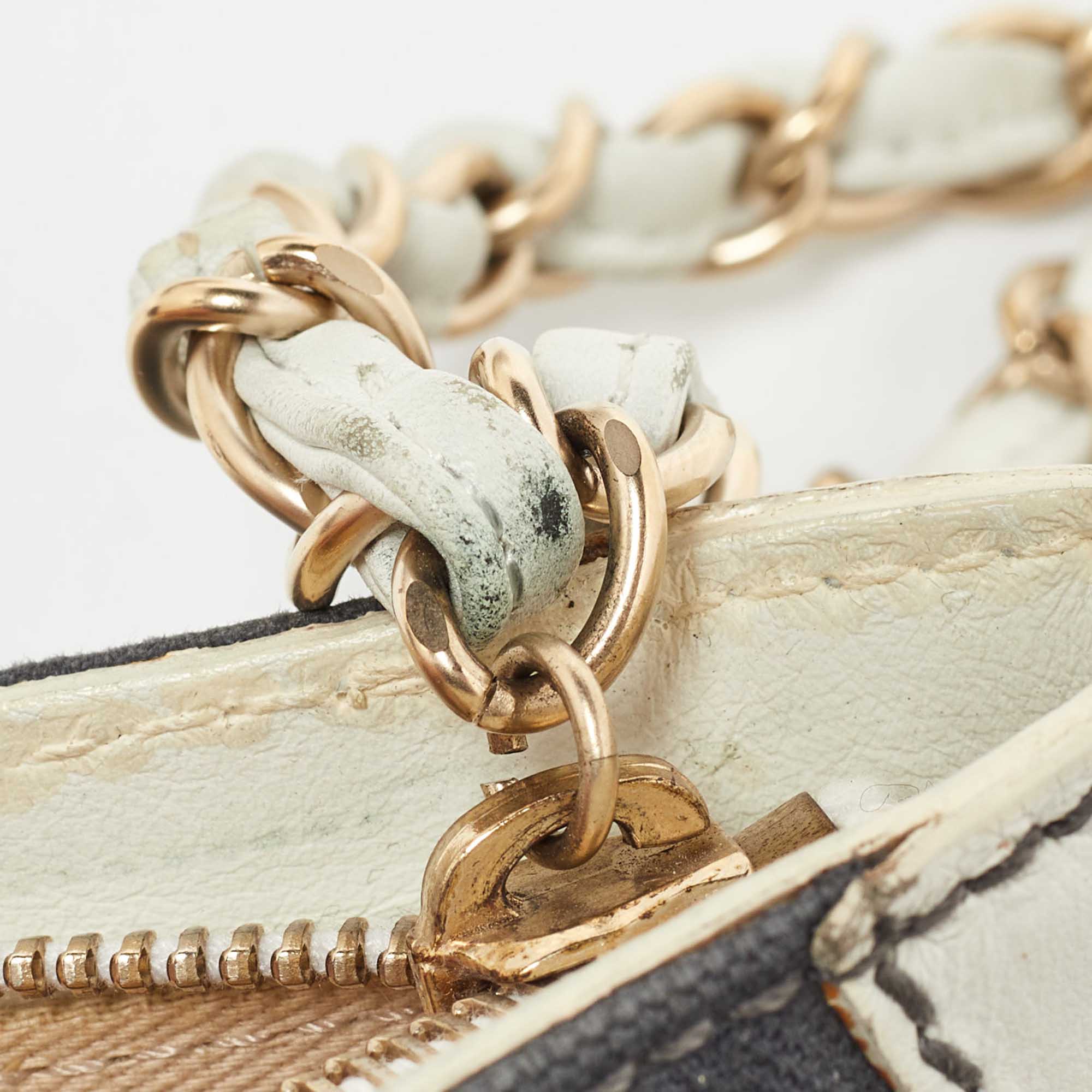 Chanel Grey/White Canvas and Leather CC Olsen Clutch Bag 