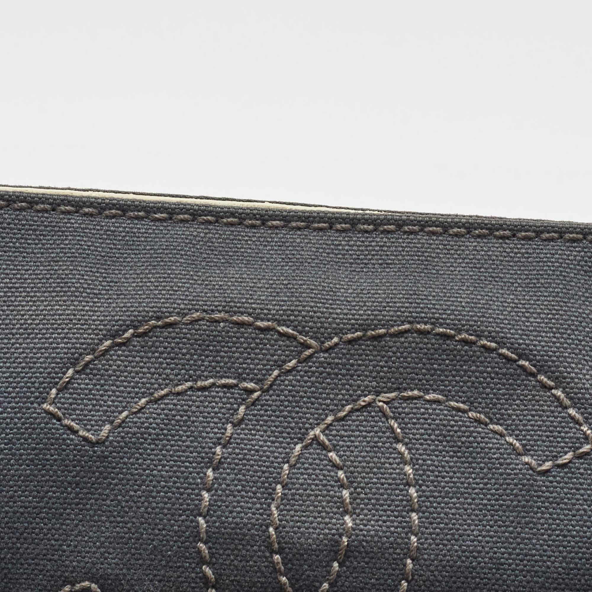 Chanel Grey/White Canvas and Leather CC Olsen Clutch Bag 