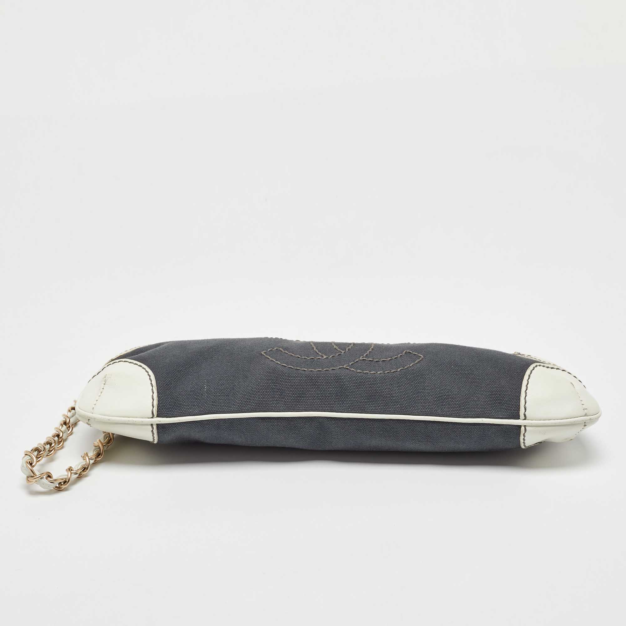 Chanel Grey/White Canvas and Leather CC Olsen Clutch Bag 