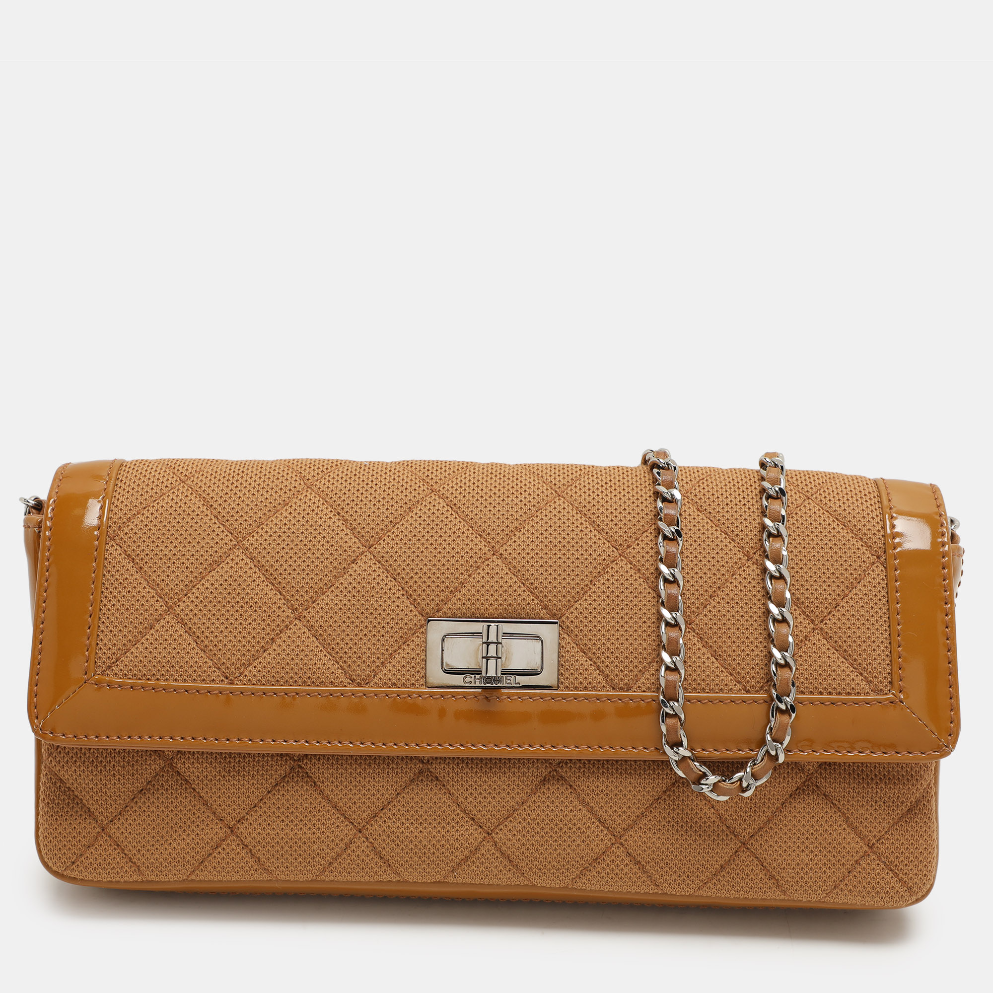 

Chanel Beige Jersey and Patent Leather Reissue E/W Flap Bag
