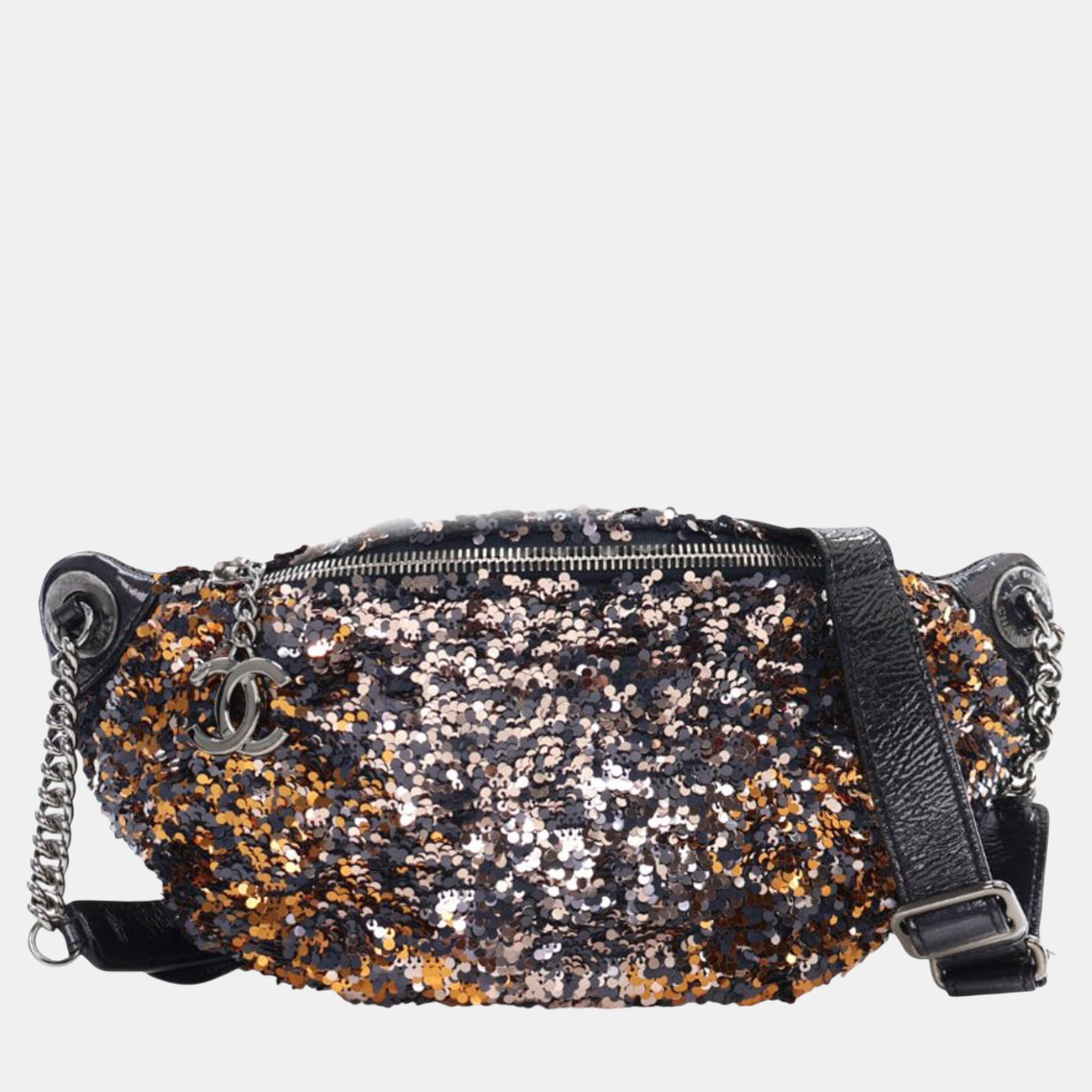 

Chanel Sequin Embellished Glazed Calfskin Belt Bag, Multicolor