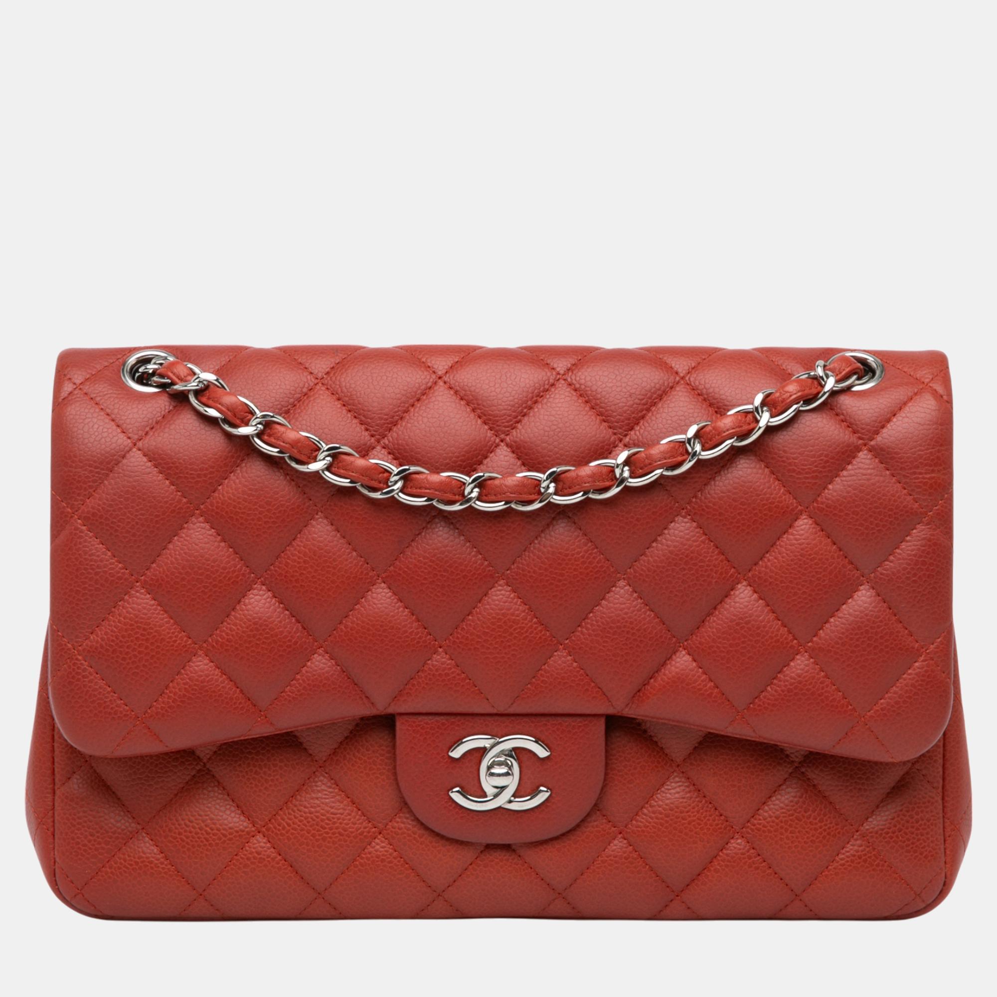 

Chanel Jumbo Classic Caviar Double Flap, Orange