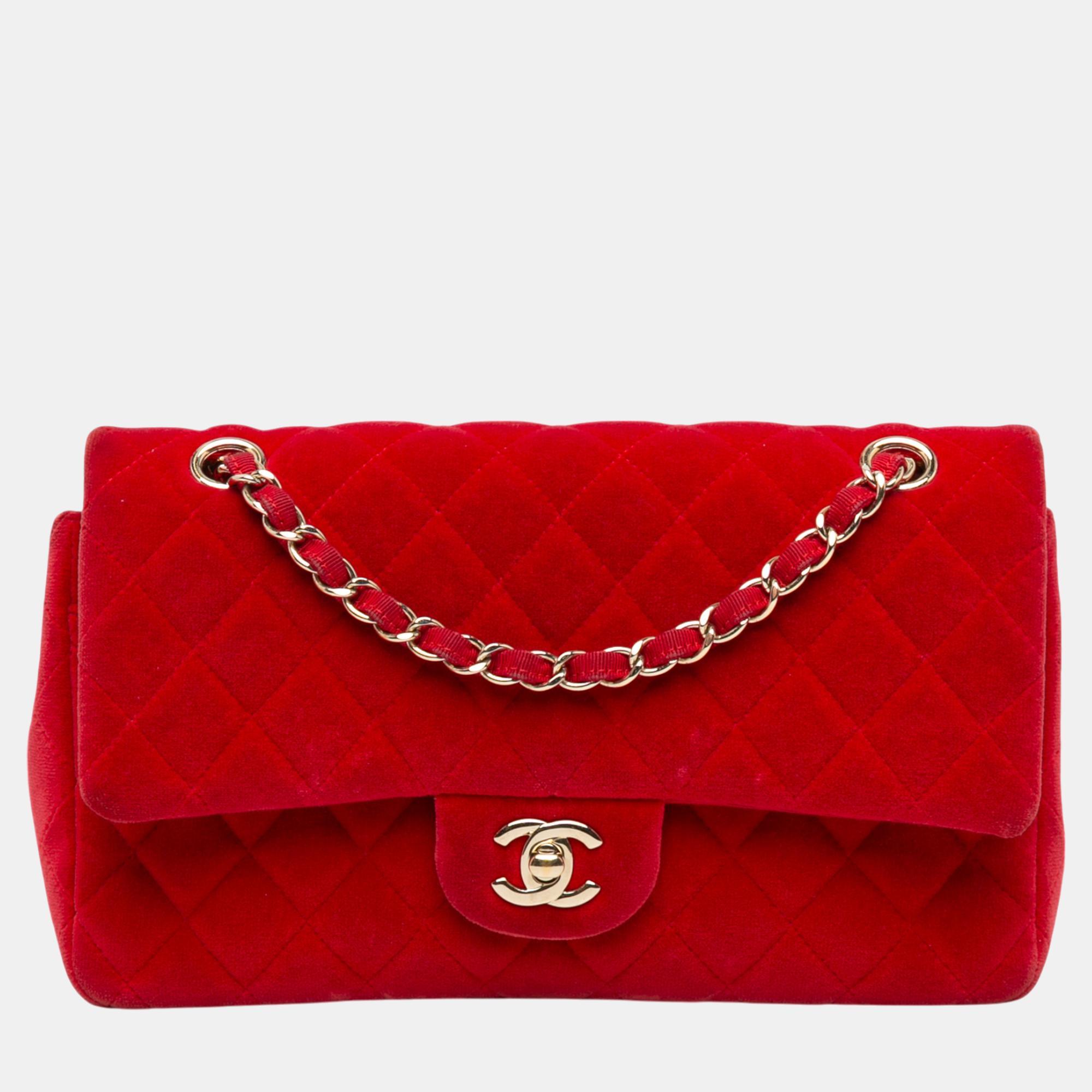 

Chanel Medium Classic Velvet Double Flap, Red