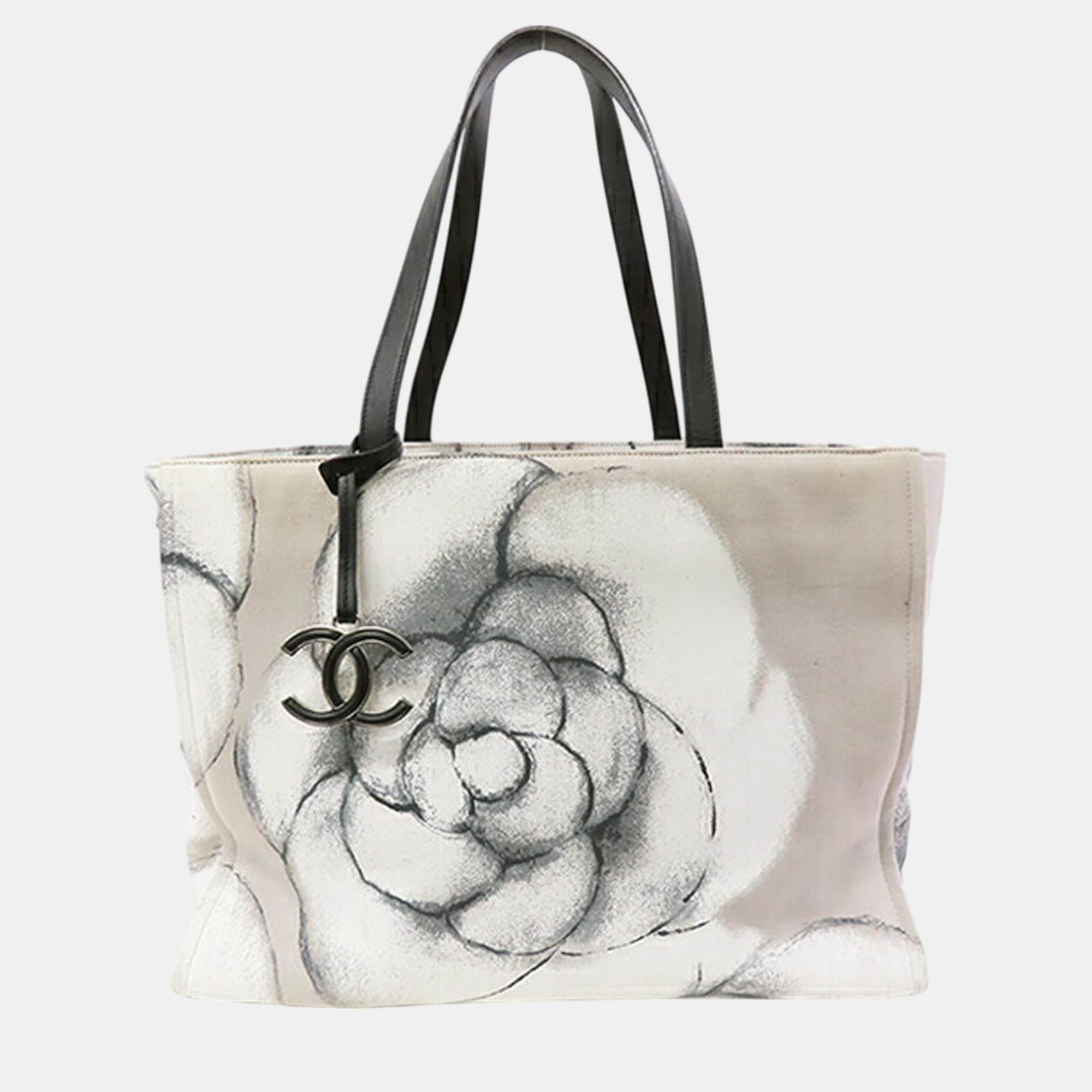 

Chanel Large Camellia Printed Canvas Shopper Tote, Grey