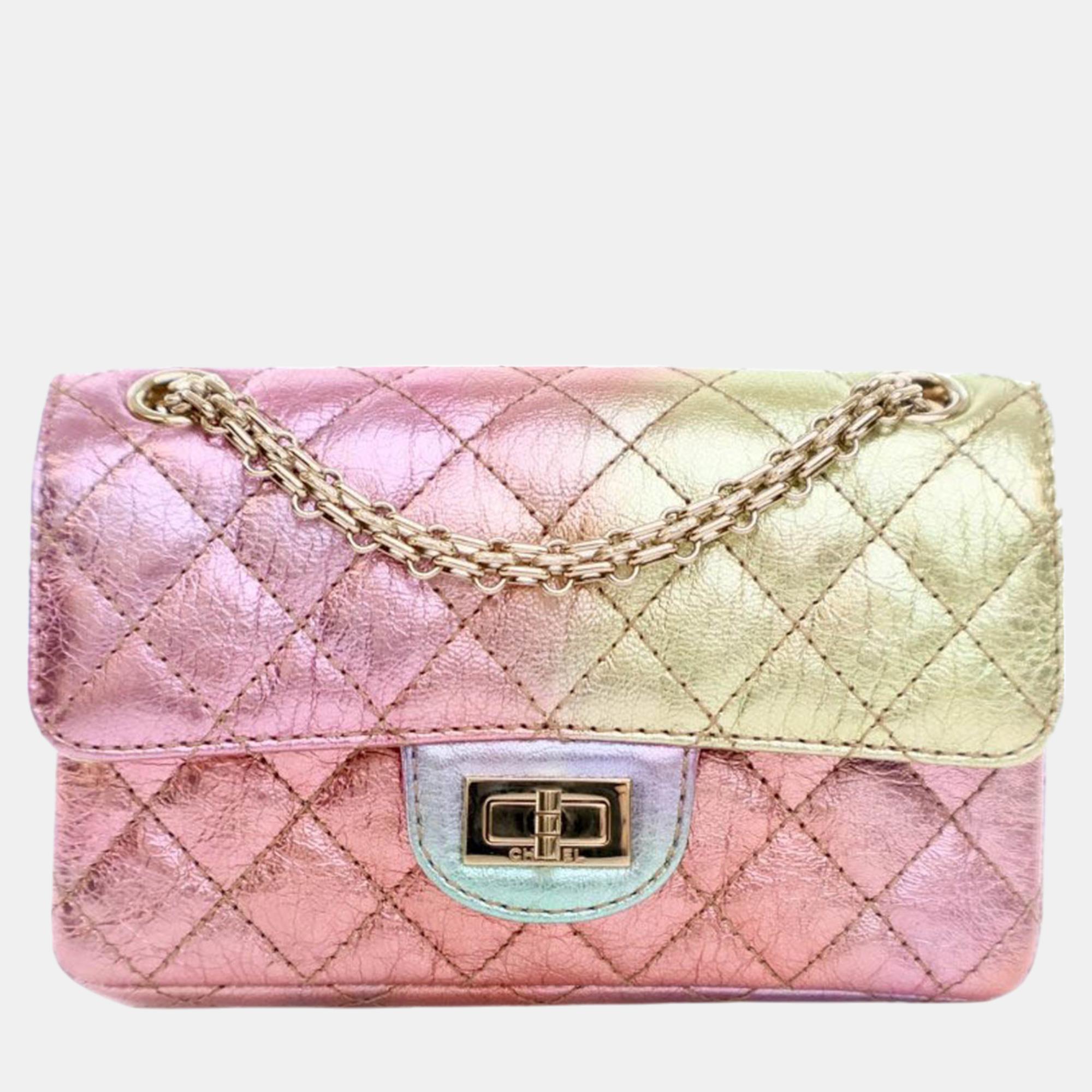 

Chanel Reissue 2.55 Metallic Aged Goatskin Single Flap 224, Pink