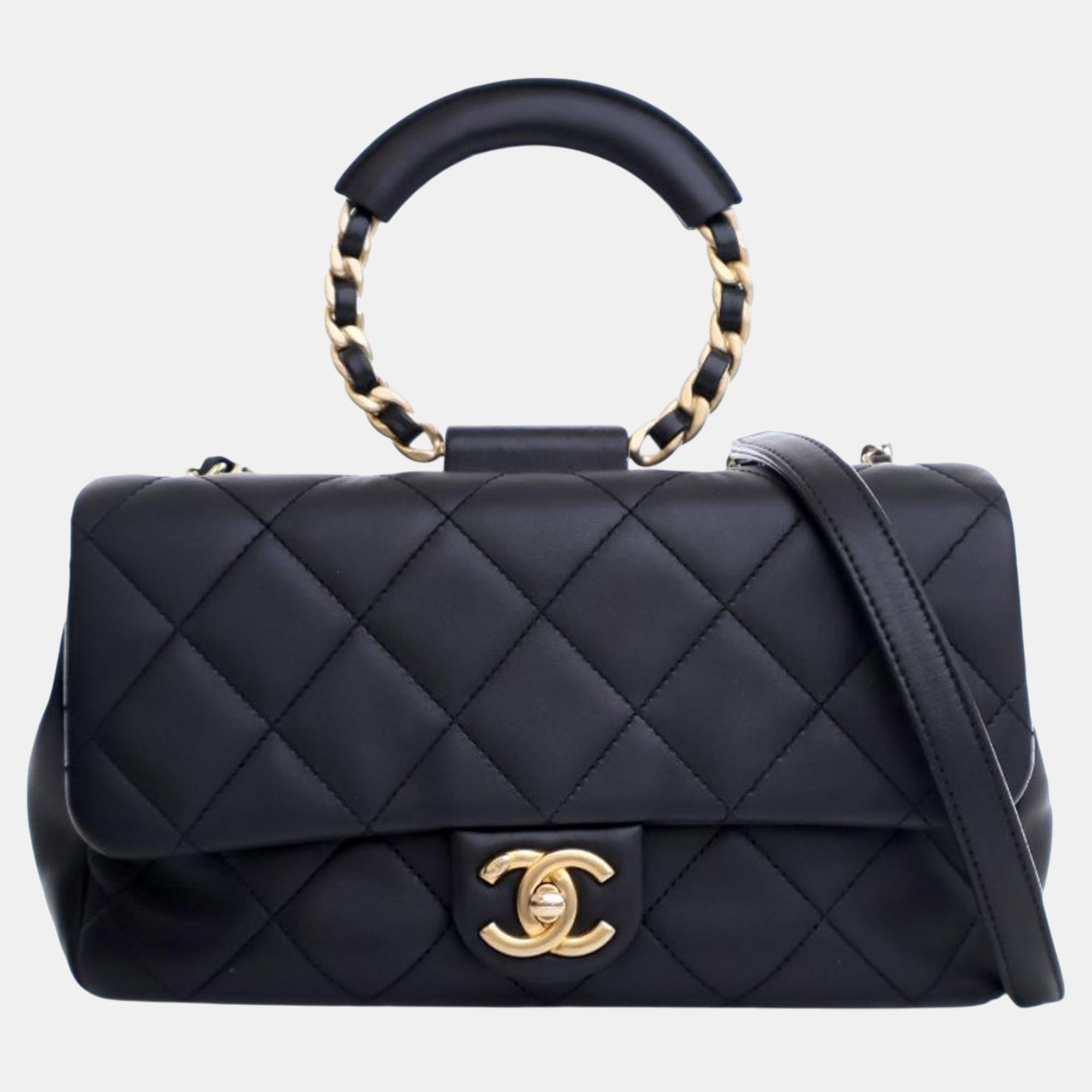 

Chanel Medium Lambskin In The Loop Flap, Black