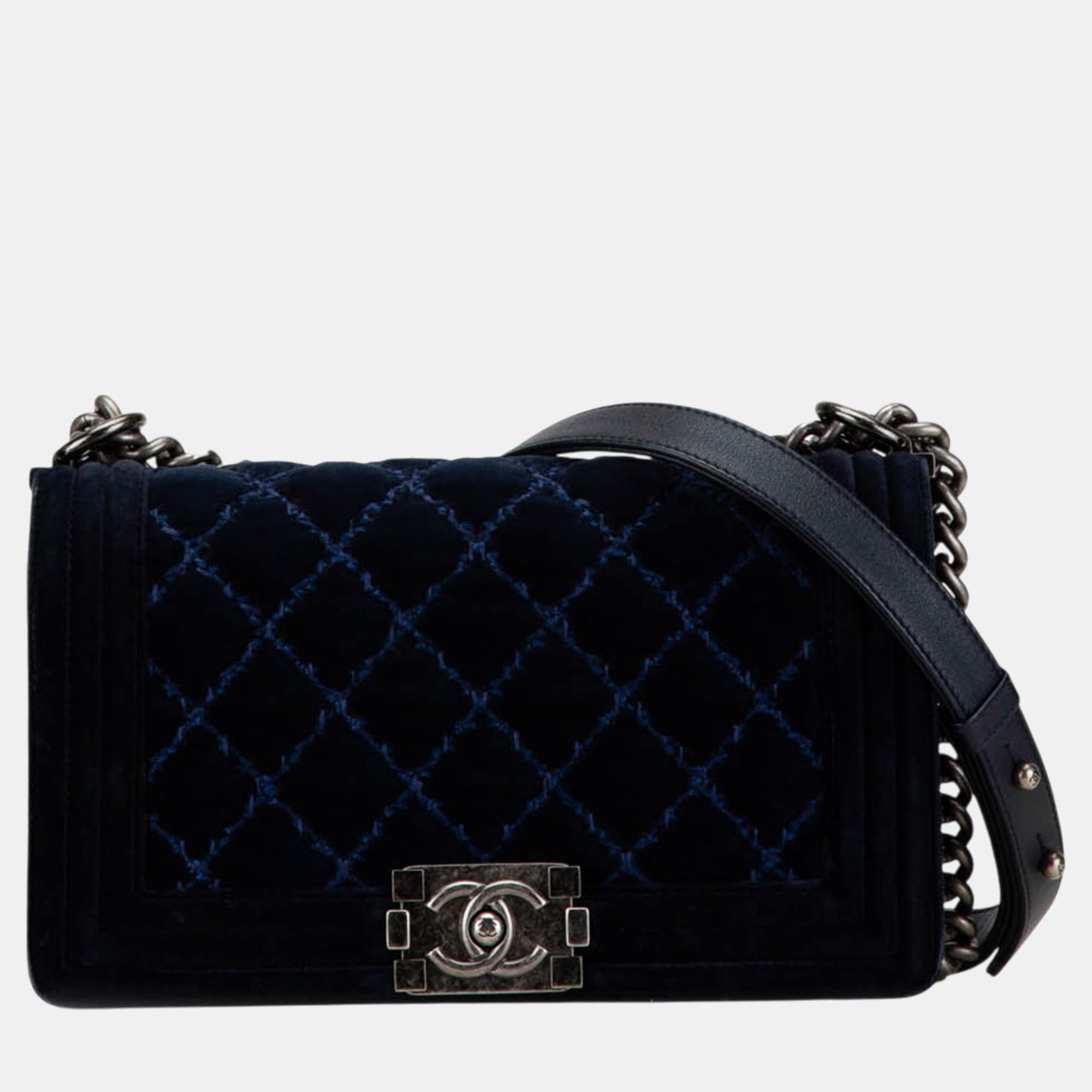 

Chanel Medium Velvet Boy Flap Bag, Black