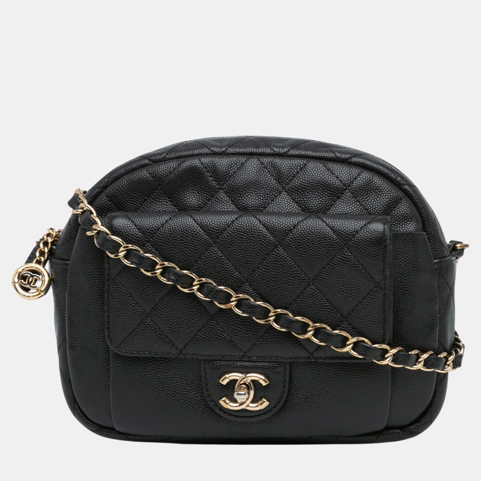 

Chanel Quilted Caviar CC Day Camera Bag, Black