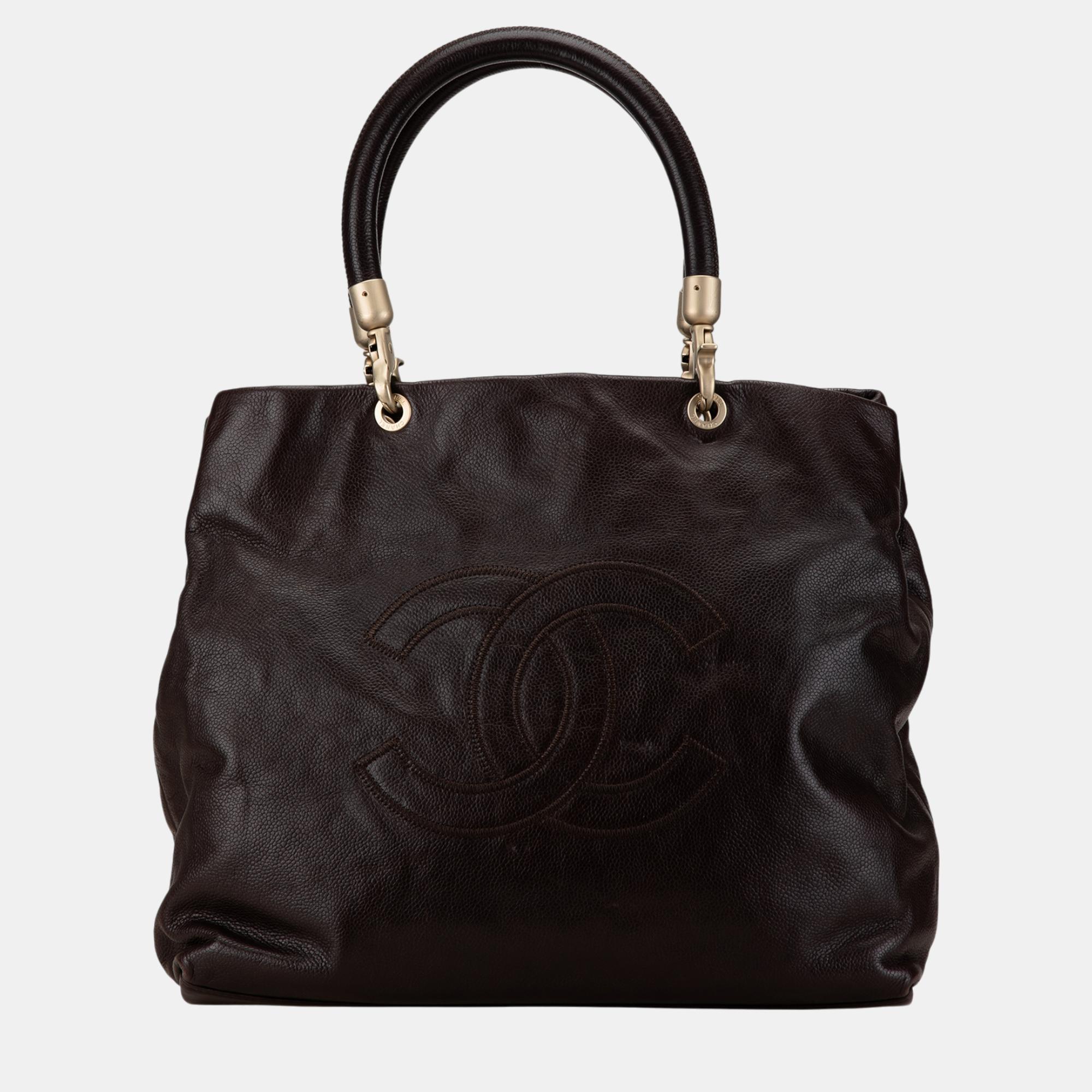 

Chanel CC Caviar Tote, Brown