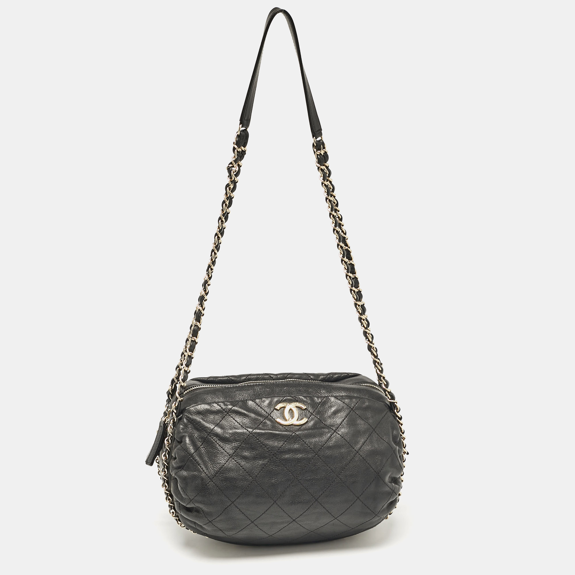 

Chanel Black Quilted Leather Coco Shelter Bowling Bag