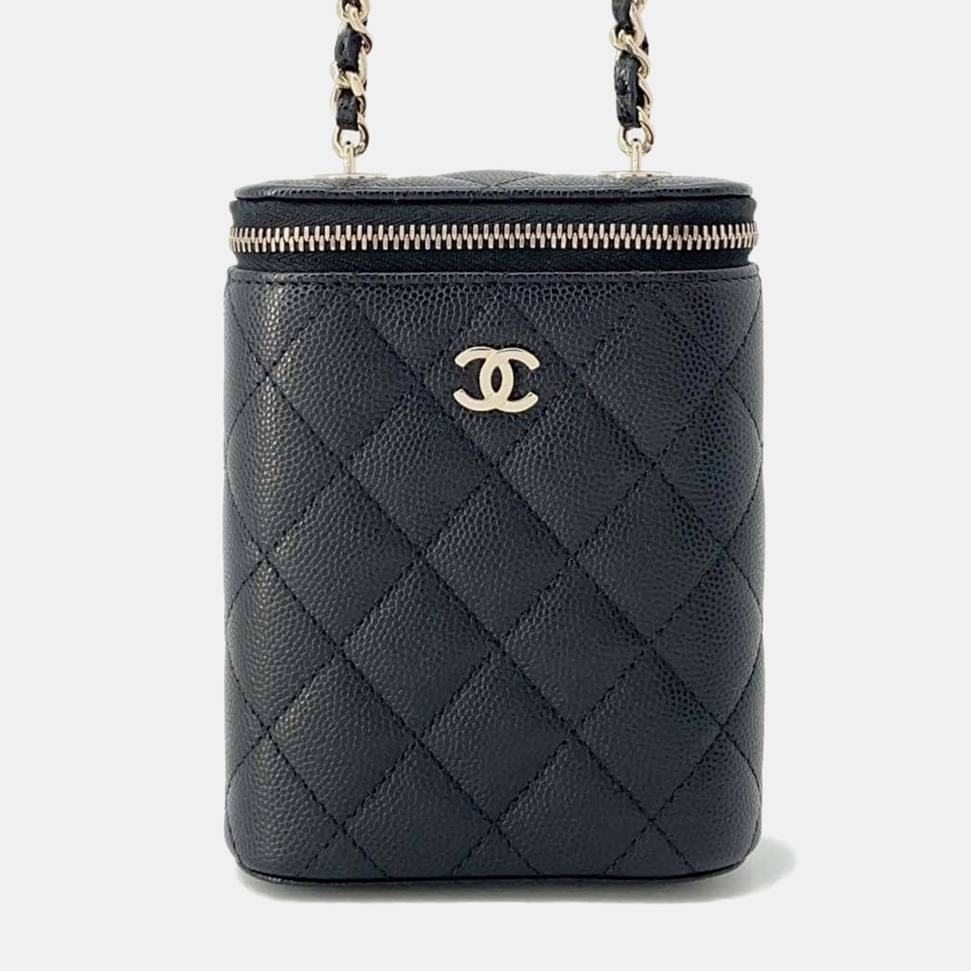 

Chanel Black Caviar Leather Matelasse Small Vanity Chain shoulder Bag