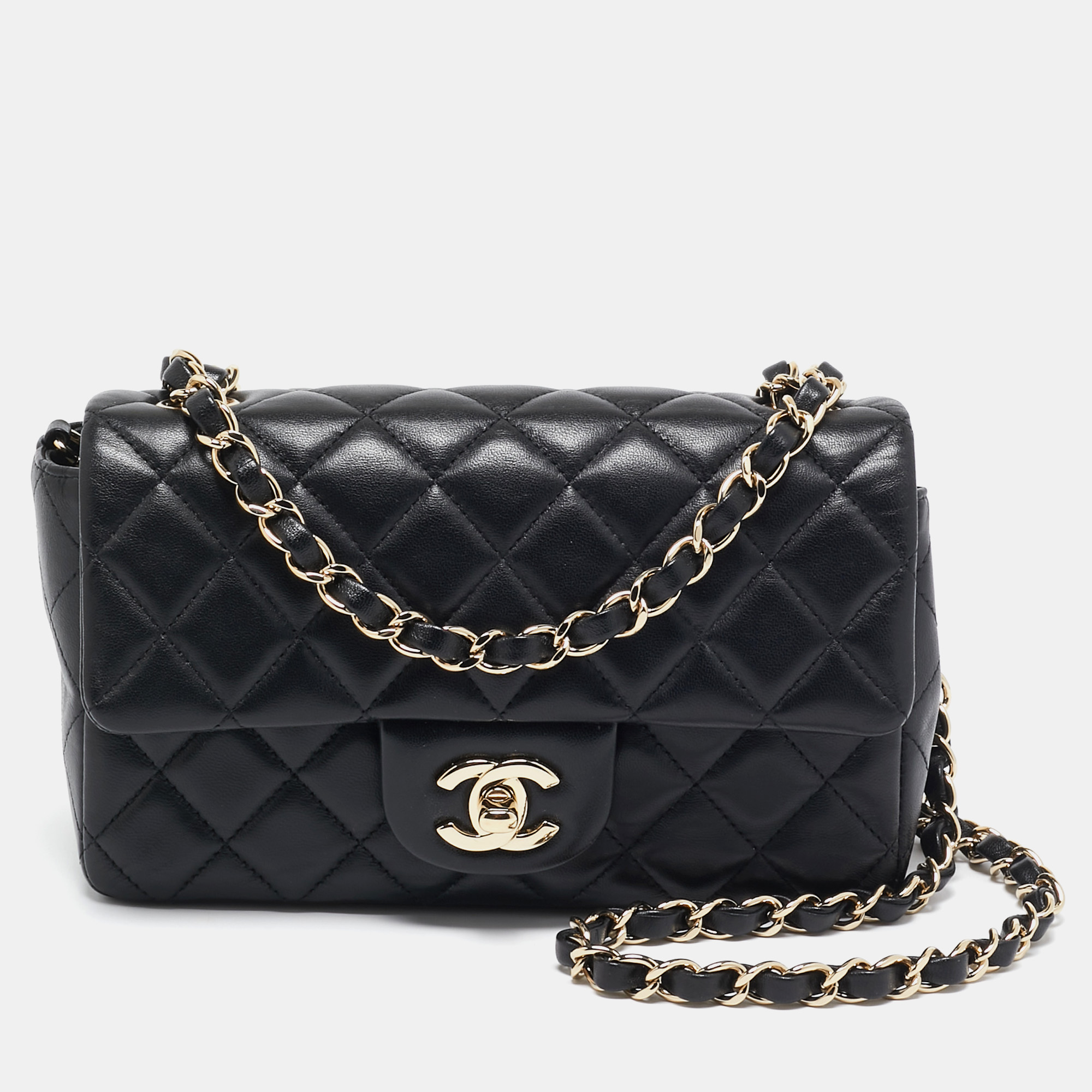 

Chanel Black Quilted Leather Mini Rectangular Classic Flap Bag