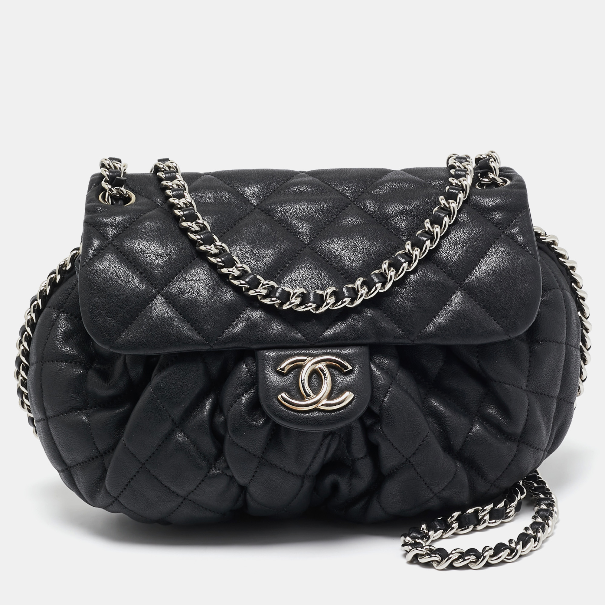 

Chanel Black Quilted Leather Medium Chain Around Flap bag