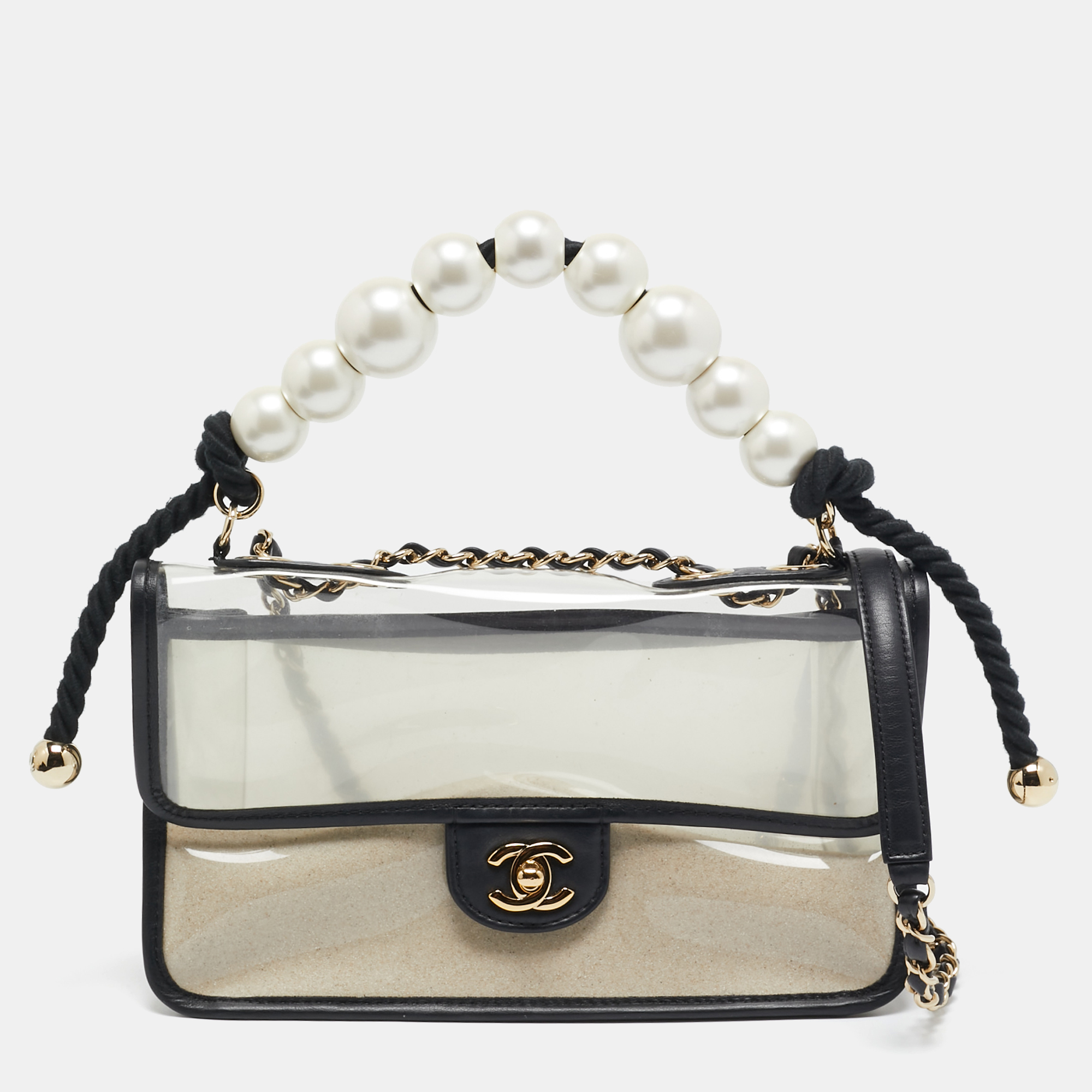 

Chanel Transparent/Black PVC and Leather Sand By The Sea Flap Bag