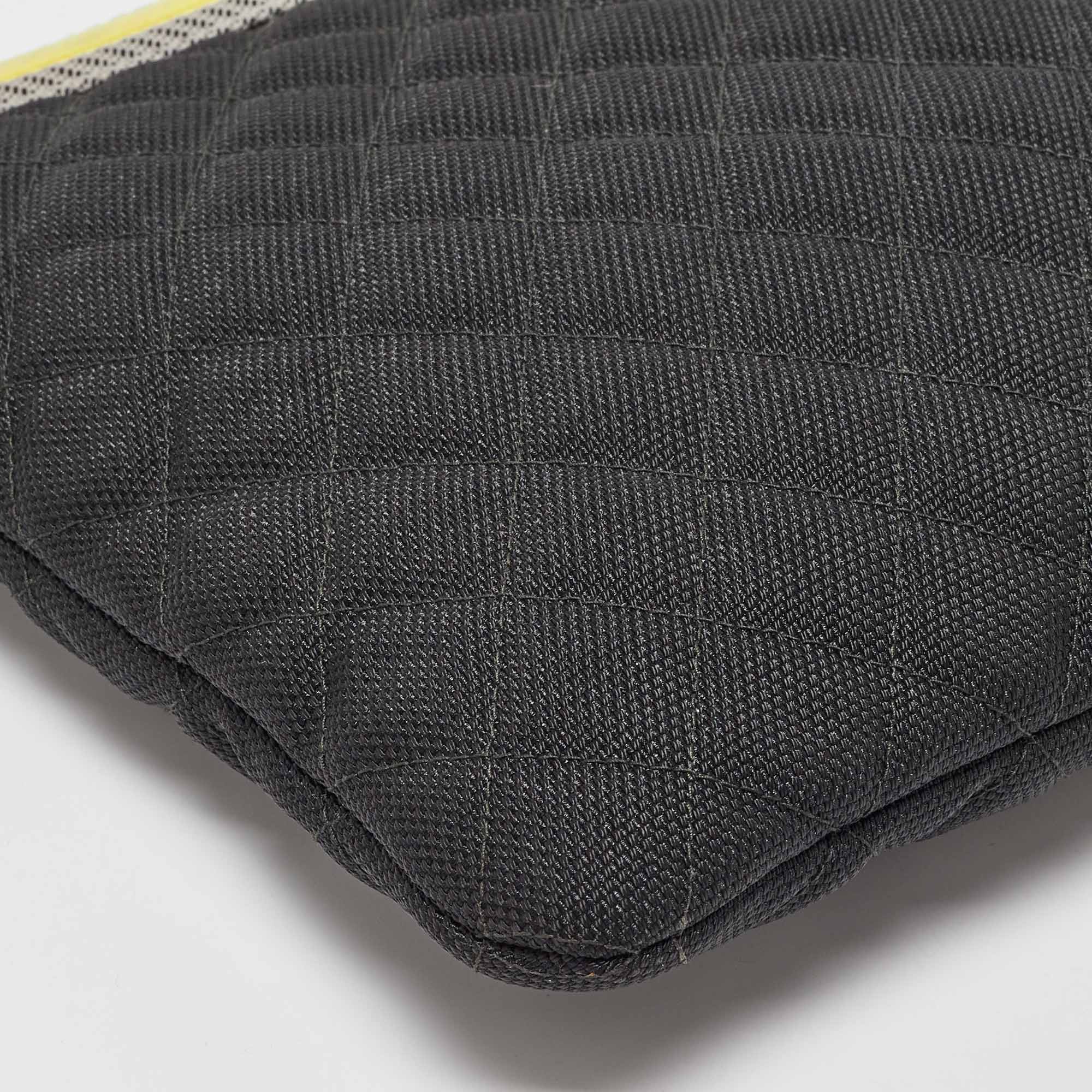 Chanel Black/Grey Quilted Nylon Fluo Boy O-Case Pouch 