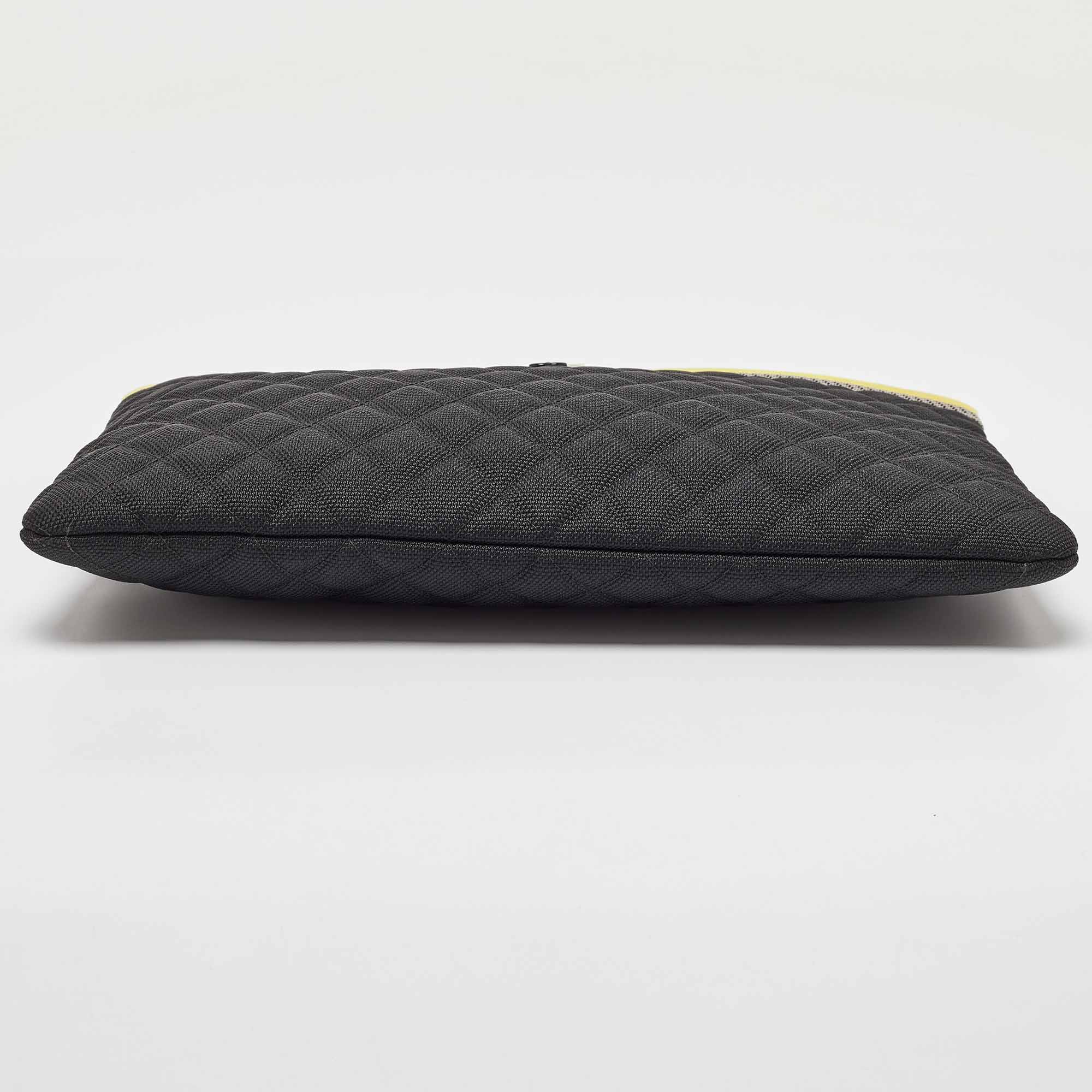 Chanel Black/Grey Quilted Nylon Fluo Boy O-Case Pouch 