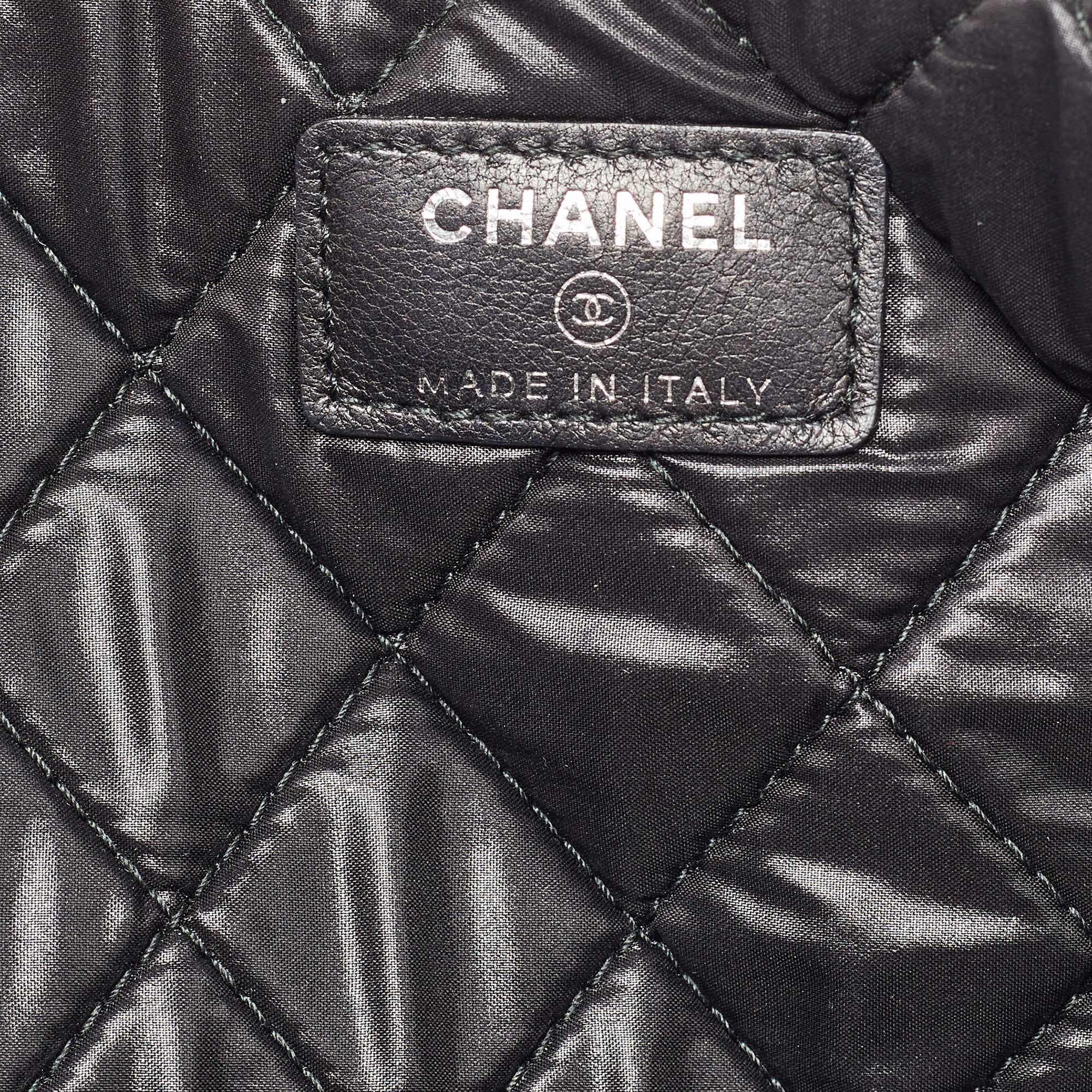 Chanel Black/Grey Quilted Nylon Fluo Boy O-Case Pouch 