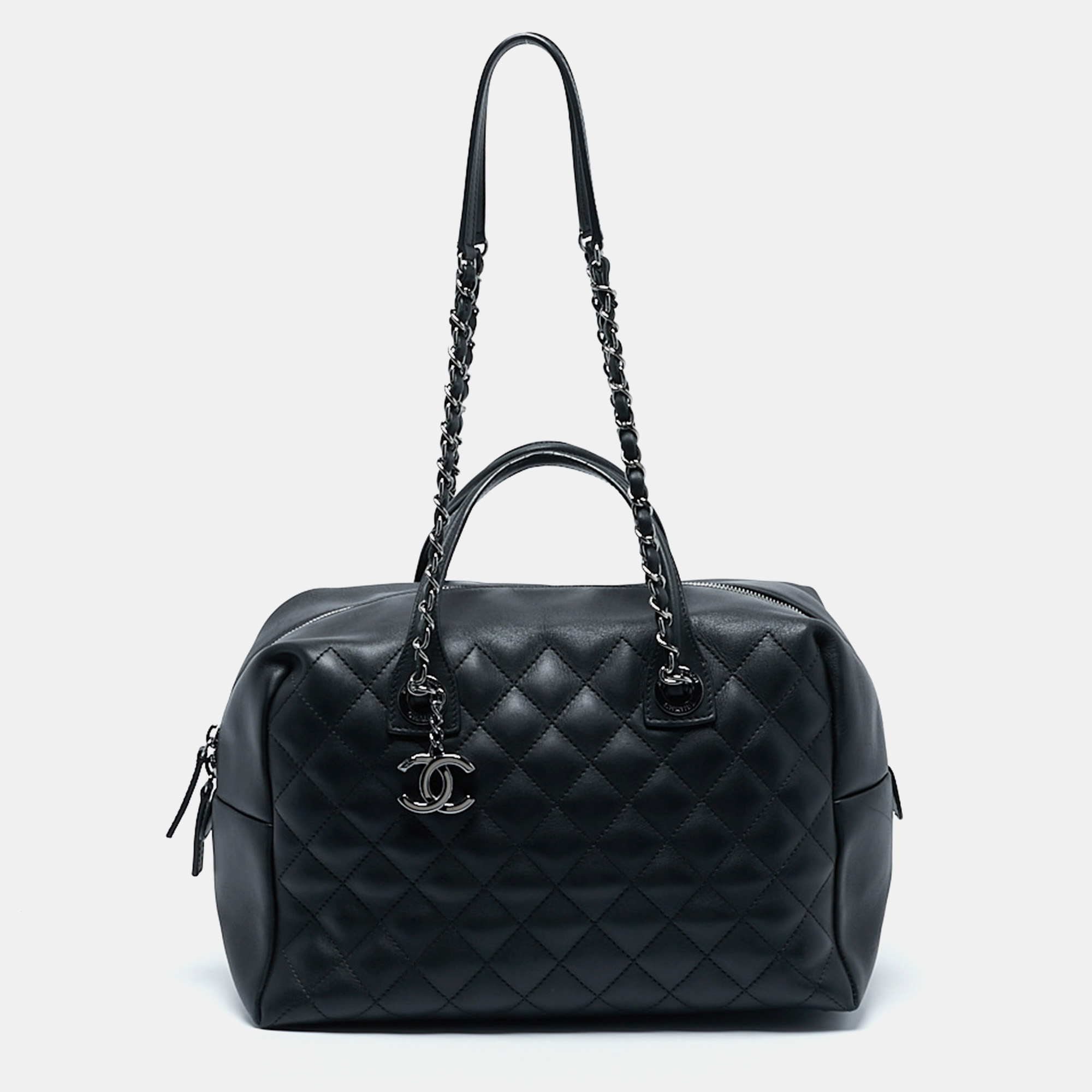 

Chanel Black Quilted Leather Feather Weight Bowler Bag