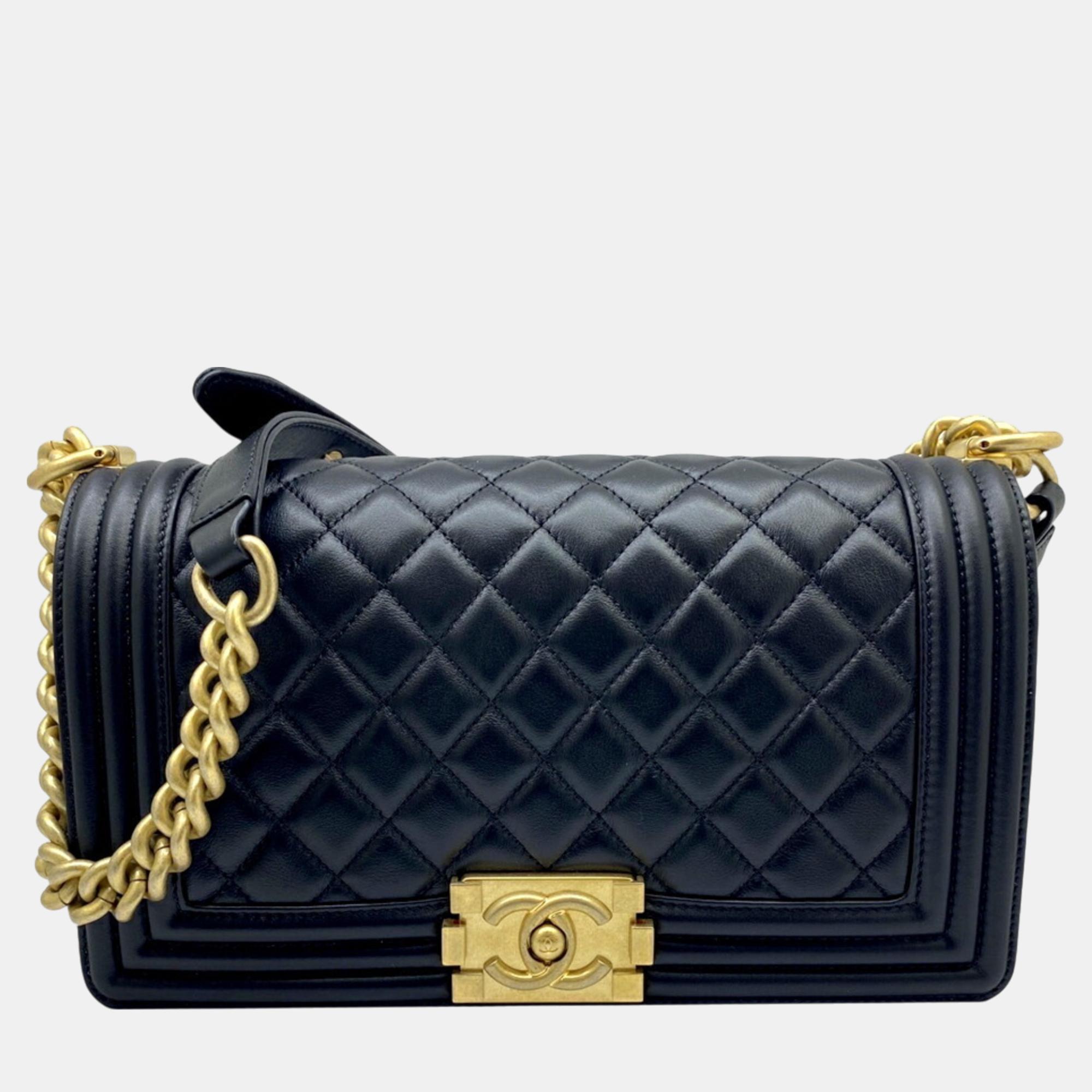 

Chanel Black Double Coco Mark Lambskin Boy Chanel Chain Shoulder Bag