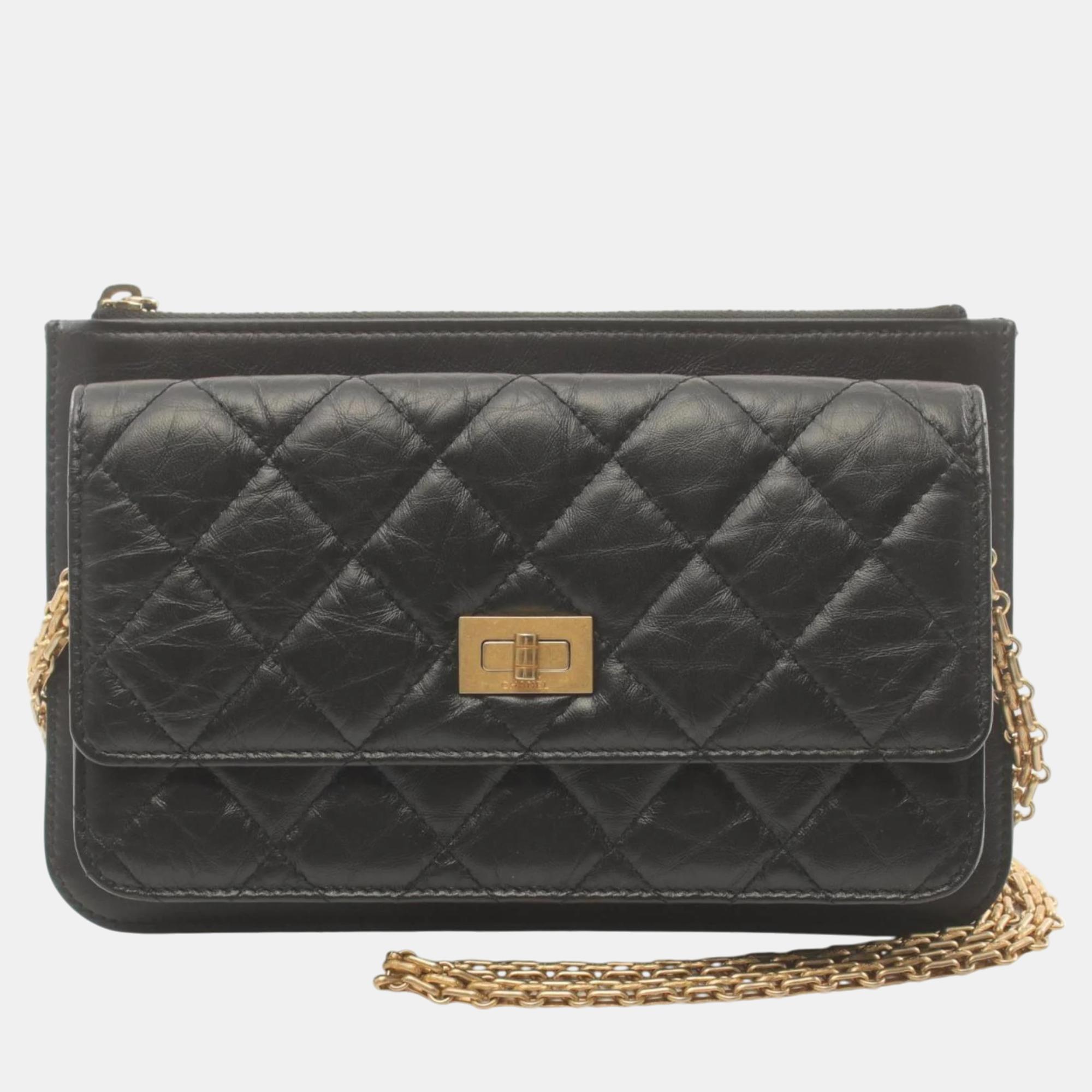 

Chanel Black Leather 2.55 Matelasse Shoulder Bag