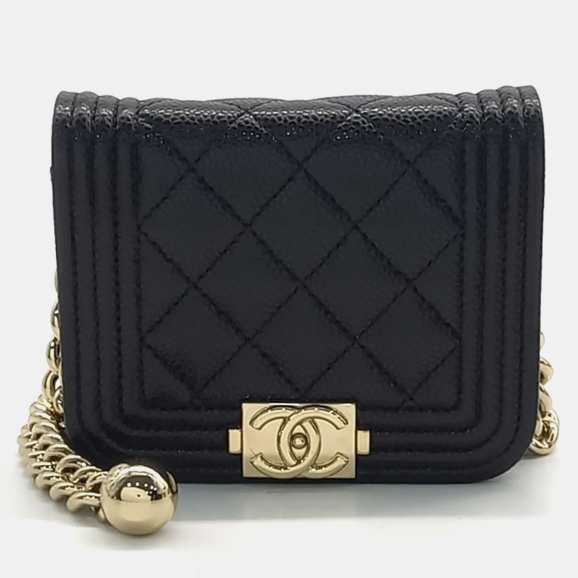 Pre-owned Chanel Black Leather Caviar Boy Mini Belt Bag