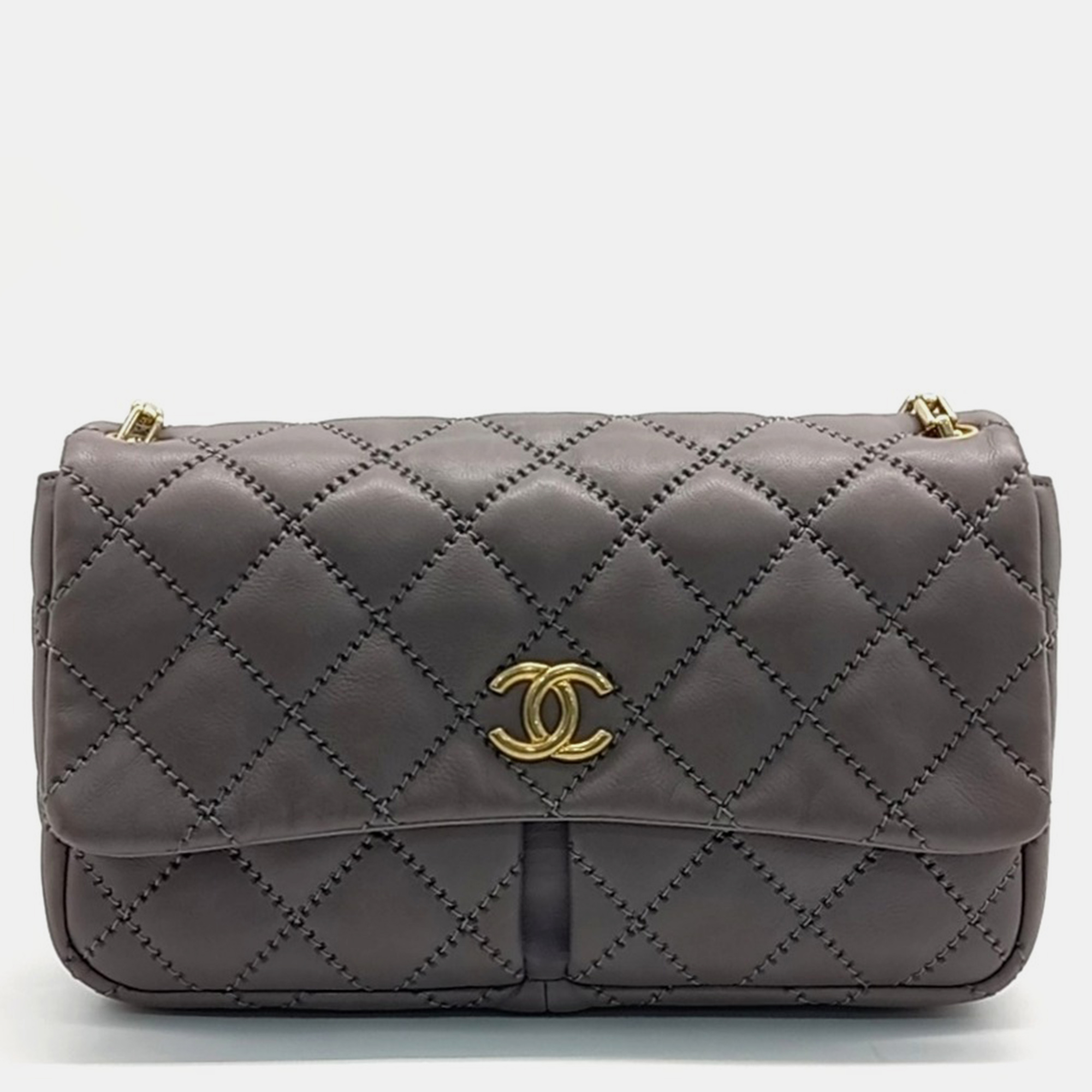 

Chanel stitch chain shoulder bag, Grey