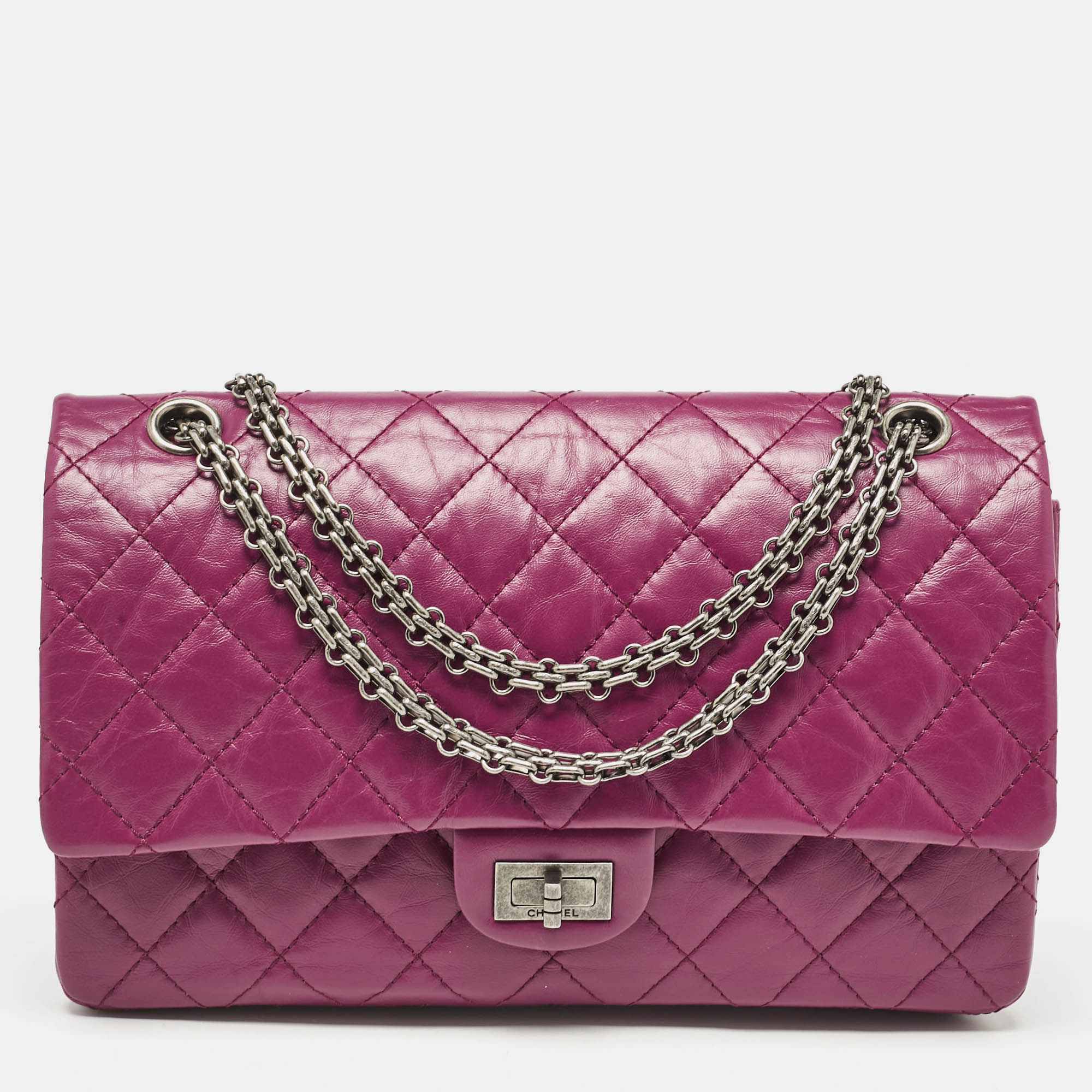 

Chanel Fuchsia Quilted Aged Leather Classic 226 Reissue 2.55 Flap Bag, Pink