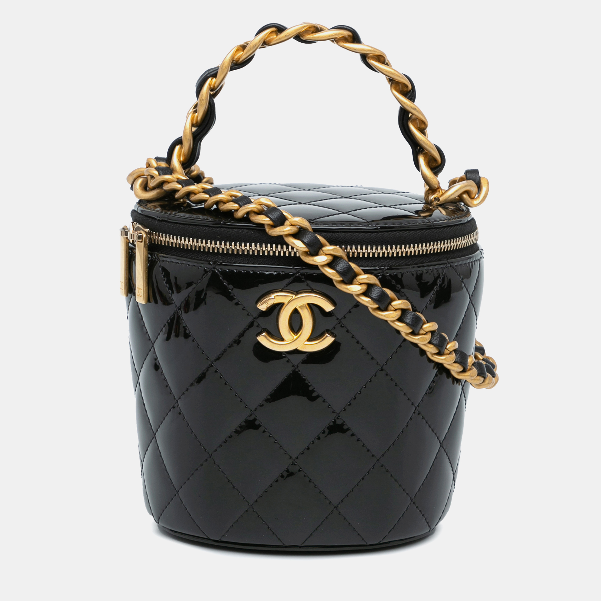 

Chanel Quilted Patent Afternoon Tea Vanity Case with Chain, Black