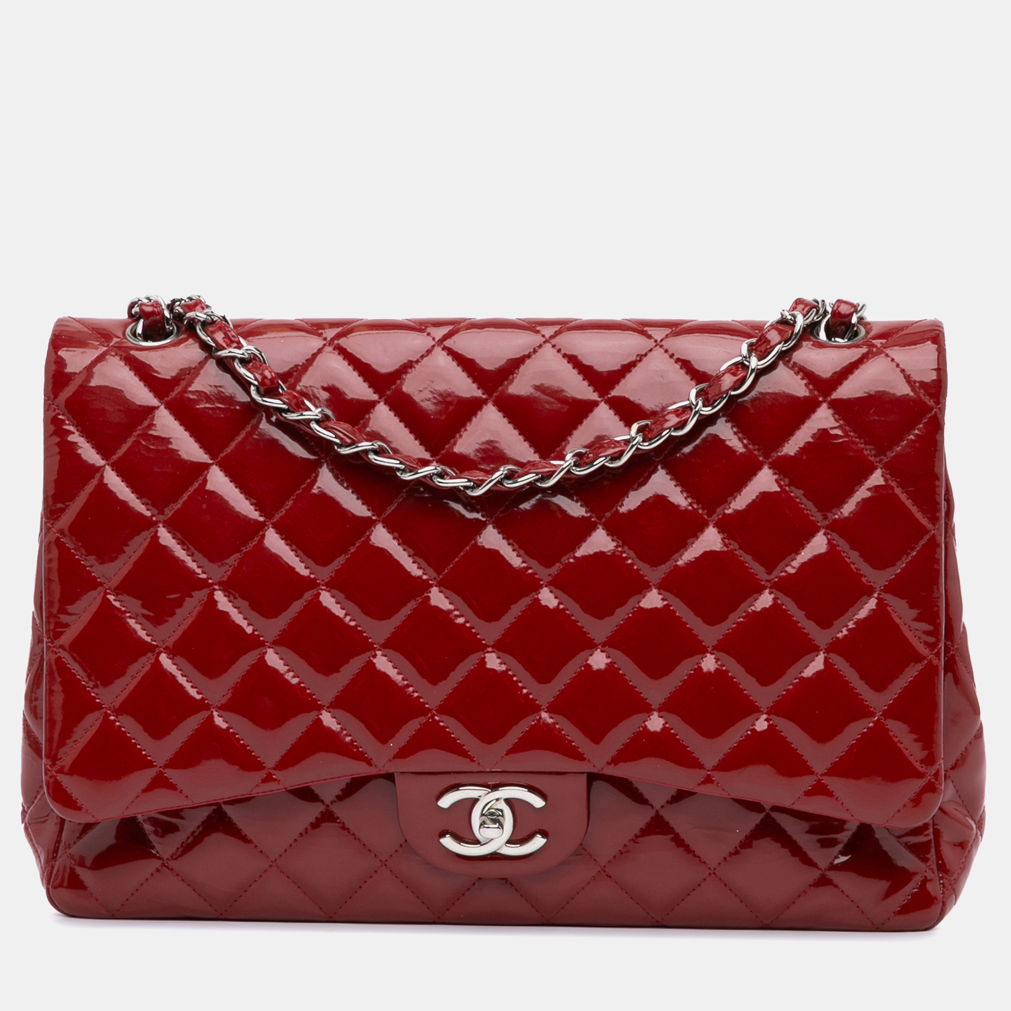 

Chanel Maxi Classic Patent Double Flap, Red