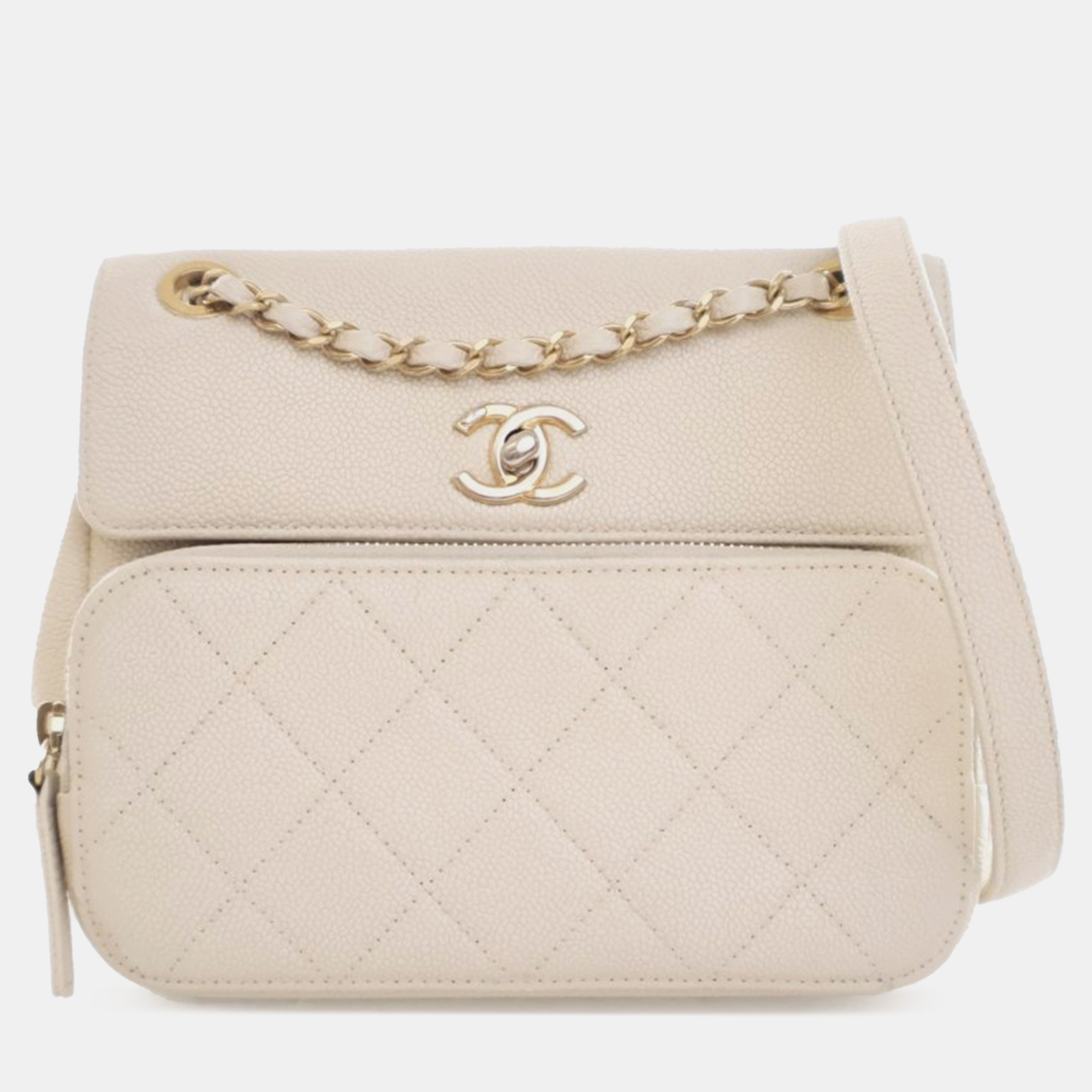 

Chanel Caviar Business Affinity Messenger Flap, White