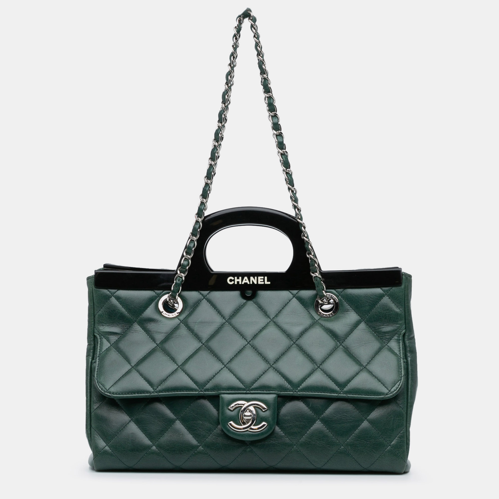 

Chanel Small Glazed Calfskin CC Delivery Tote, Green