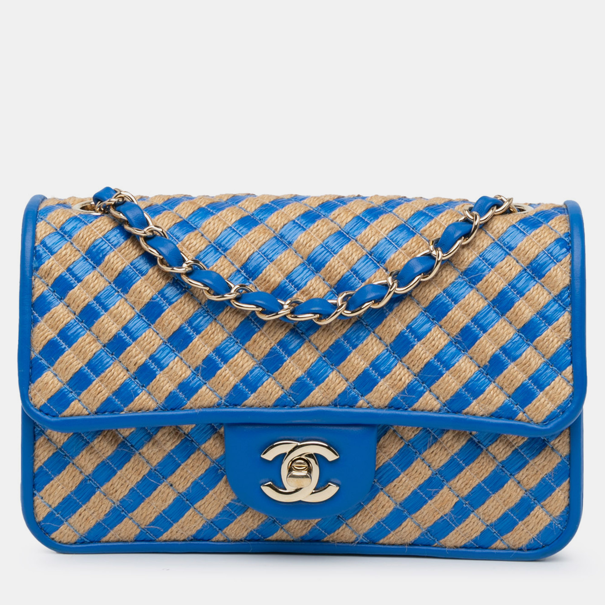 

Chanel Small Raffia and Jute Urban Jungle Single Flap, Blue