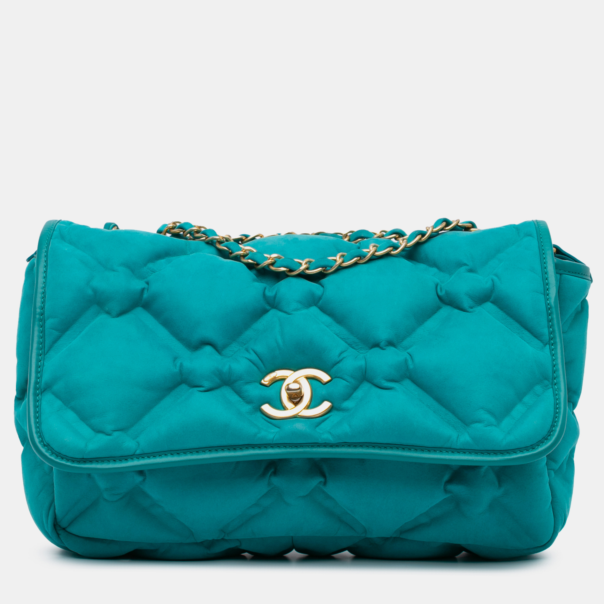 

Chanel Blue Calf Leather Chanel Small Iridescent Calfskin Chesterfield Flap Bag