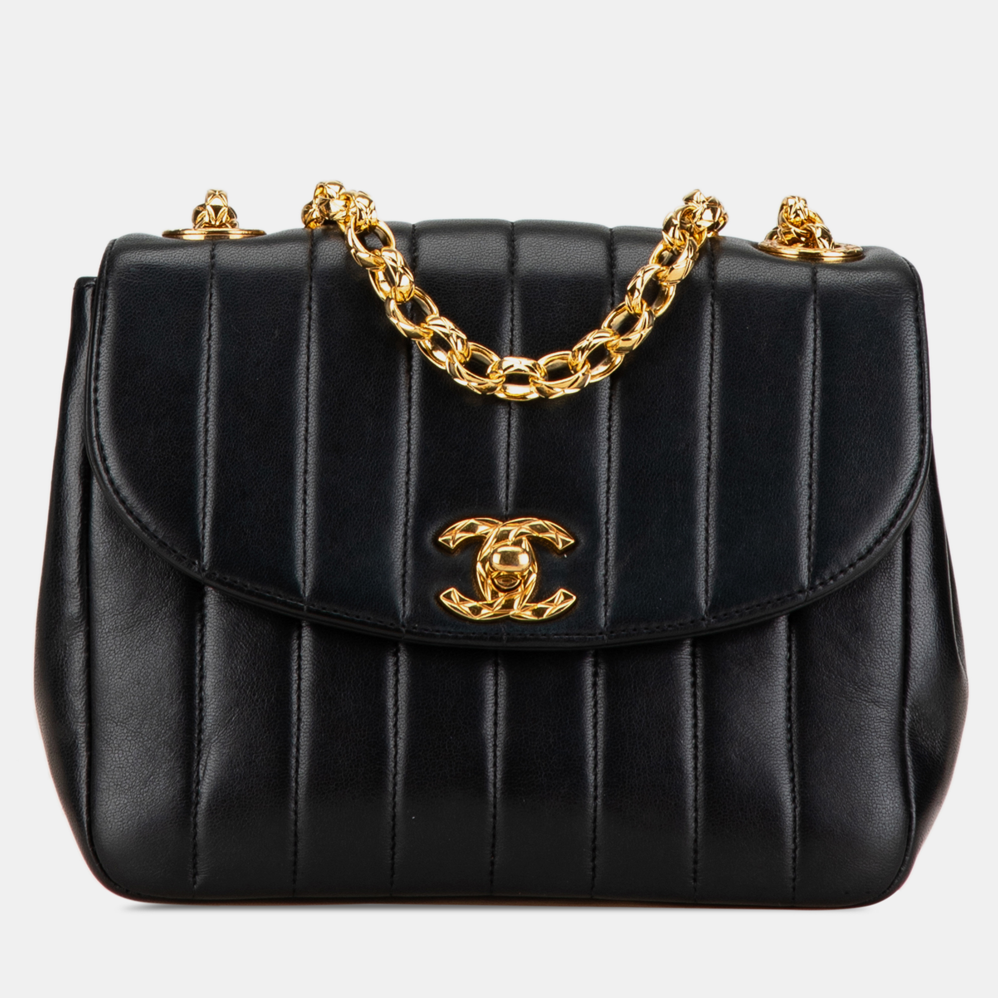 

Chanel Black Lambskin Leather Mademoiselle Bijoux Chain Flap Bag