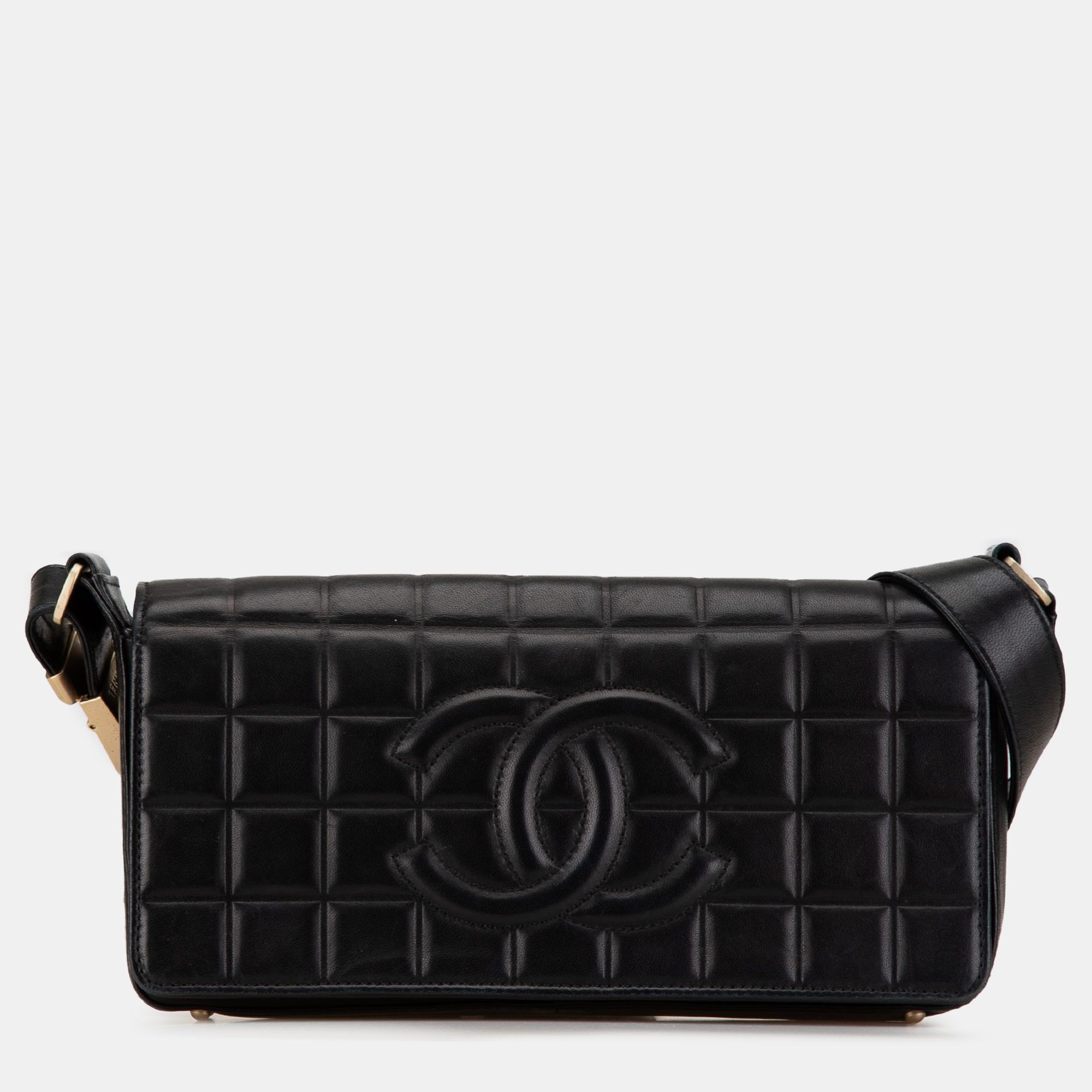 

Chanel Black Lambskin Leather CC Chocolate Bar Flap Bag