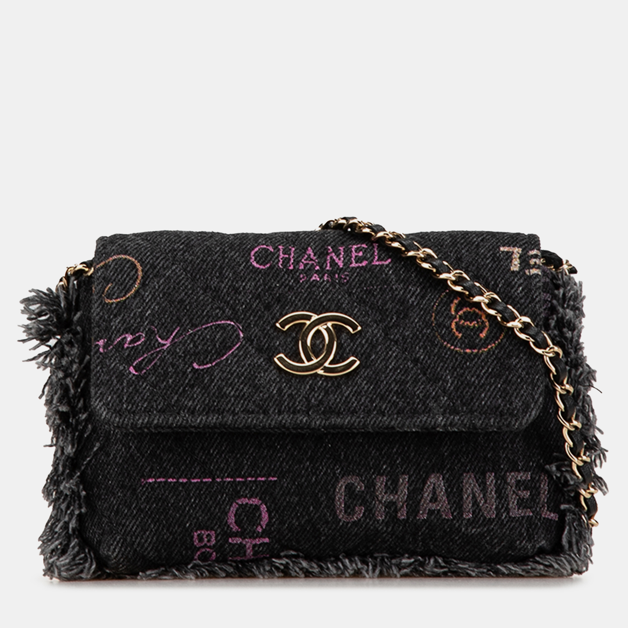 

Chanel Black Denim Denim Mood Clutch with Chain